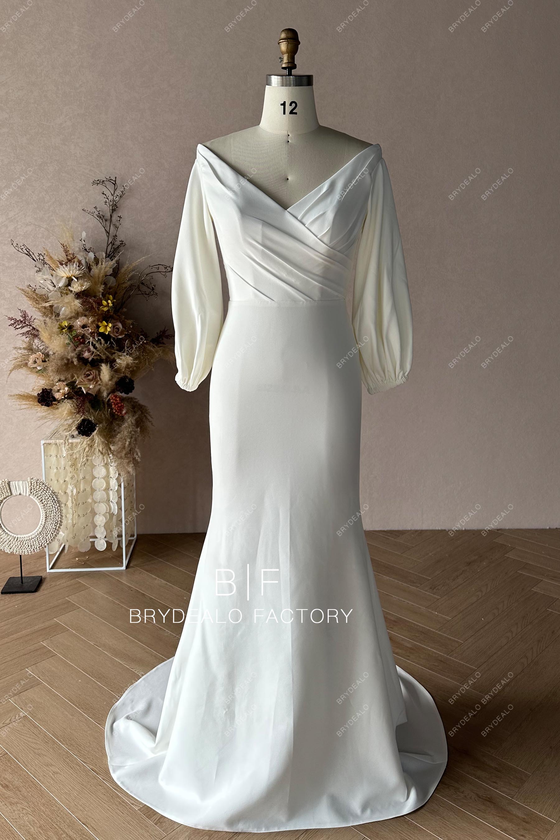 Private Label Custom Crepe Wedding Dress BR20231712