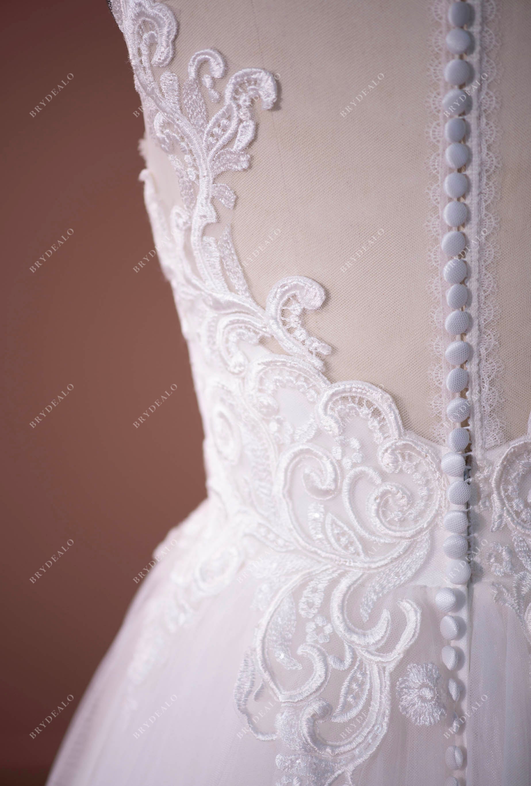 buttons up closure lace bridal gown