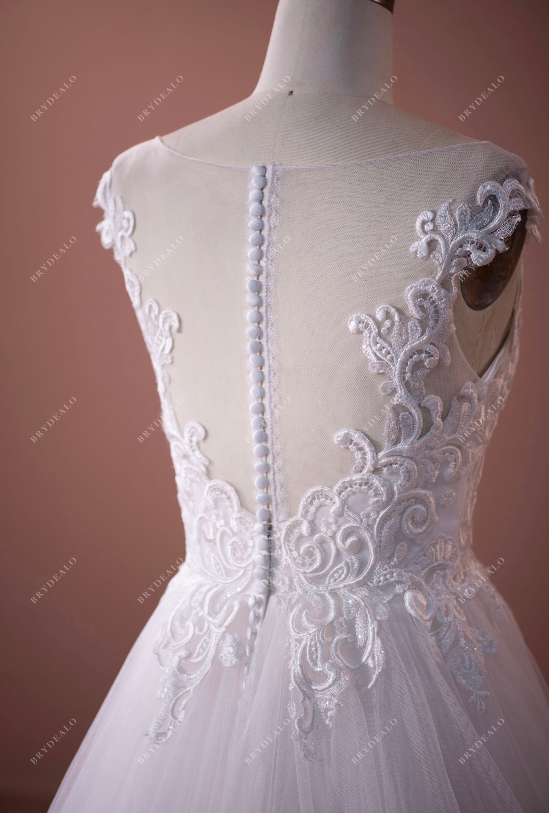 illusion back lace bridal gown