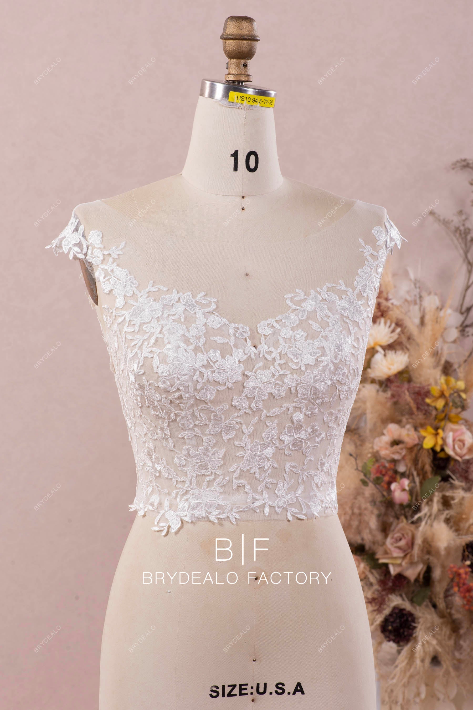 cap sleeve lace bridal crop top