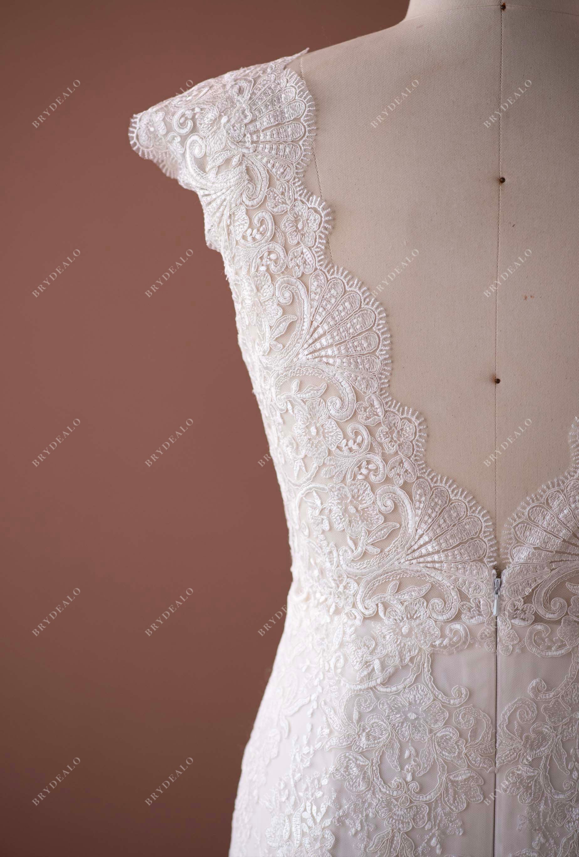 cap sleeve lace mermaid wedding dress