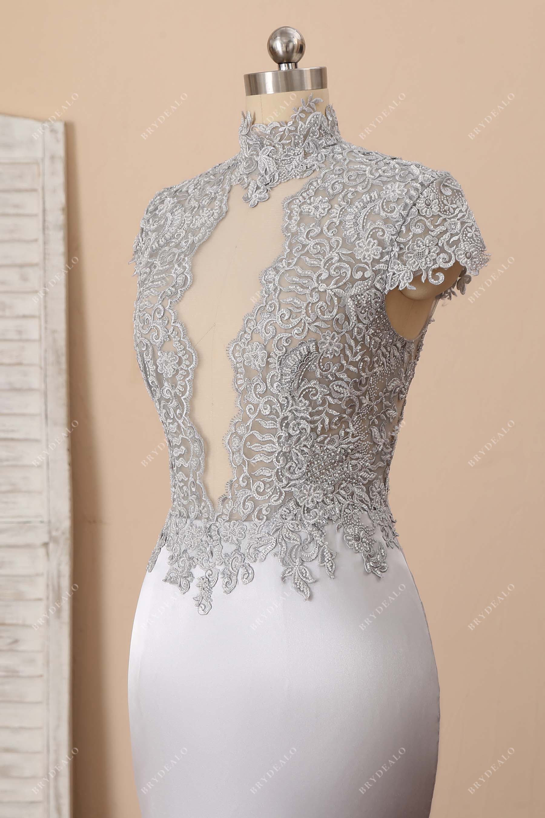 cap sleeves lace prom dress