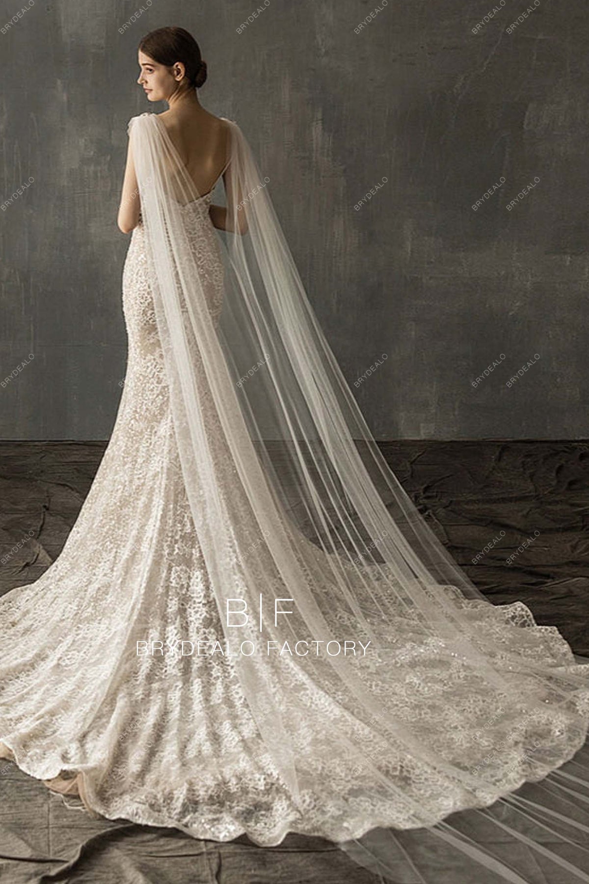 Off-White Cathedral length veil w/bling Sparkly Cathedral Veil with Swarovski Crystals | WeddingVeil.com main image 2