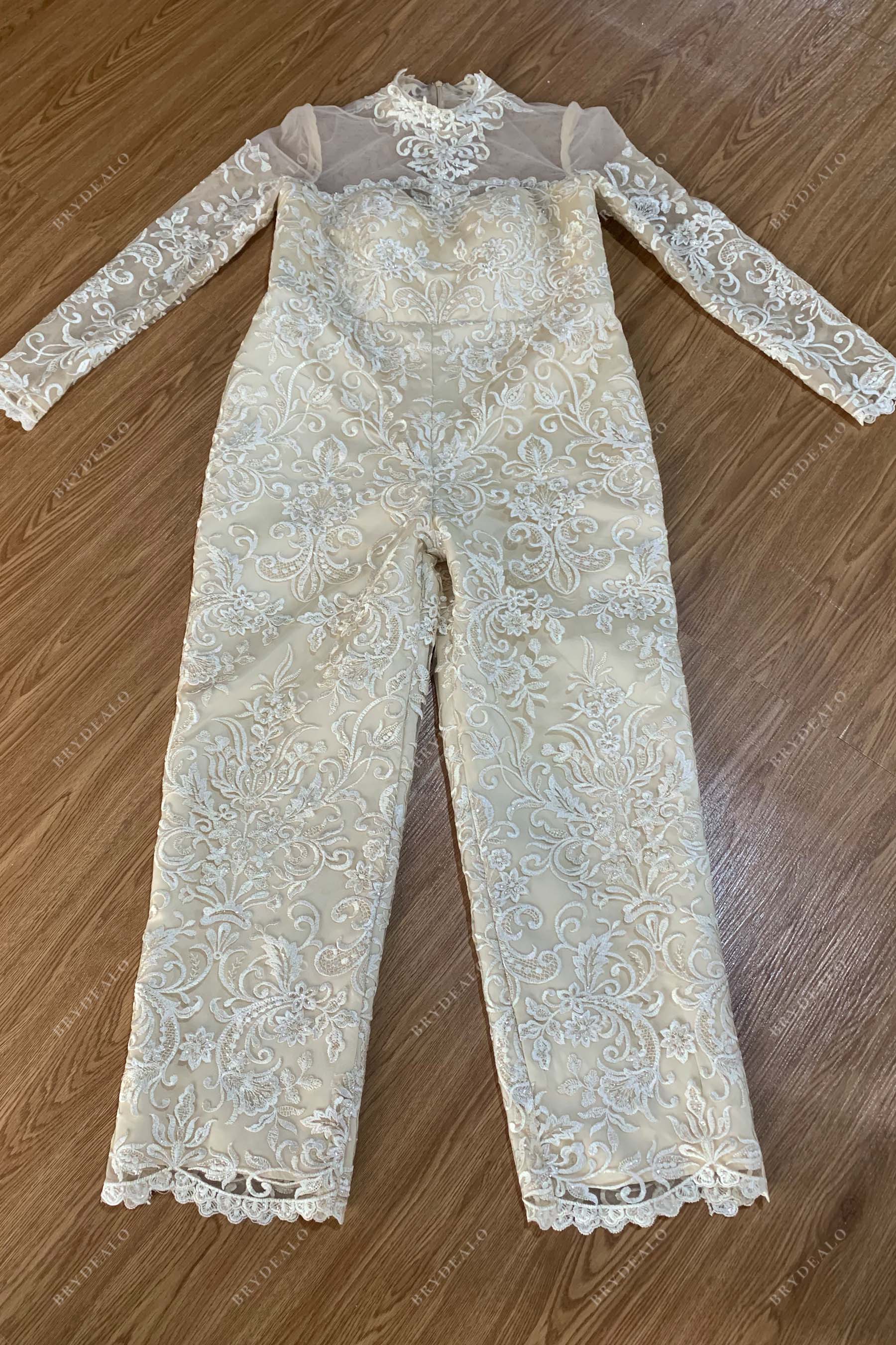 champagne lace bridal jumpsuit