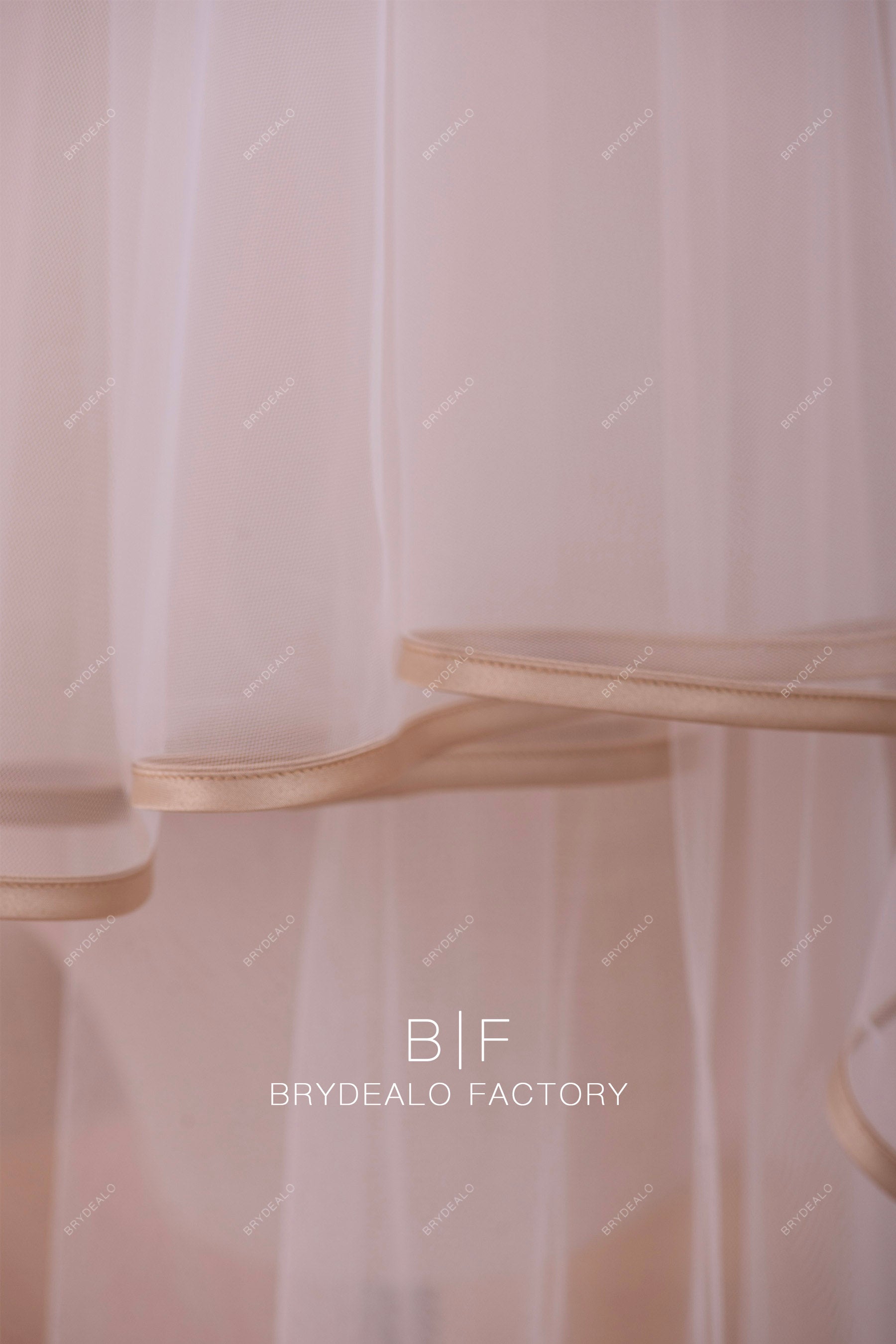 champagne ribbon bridal veil