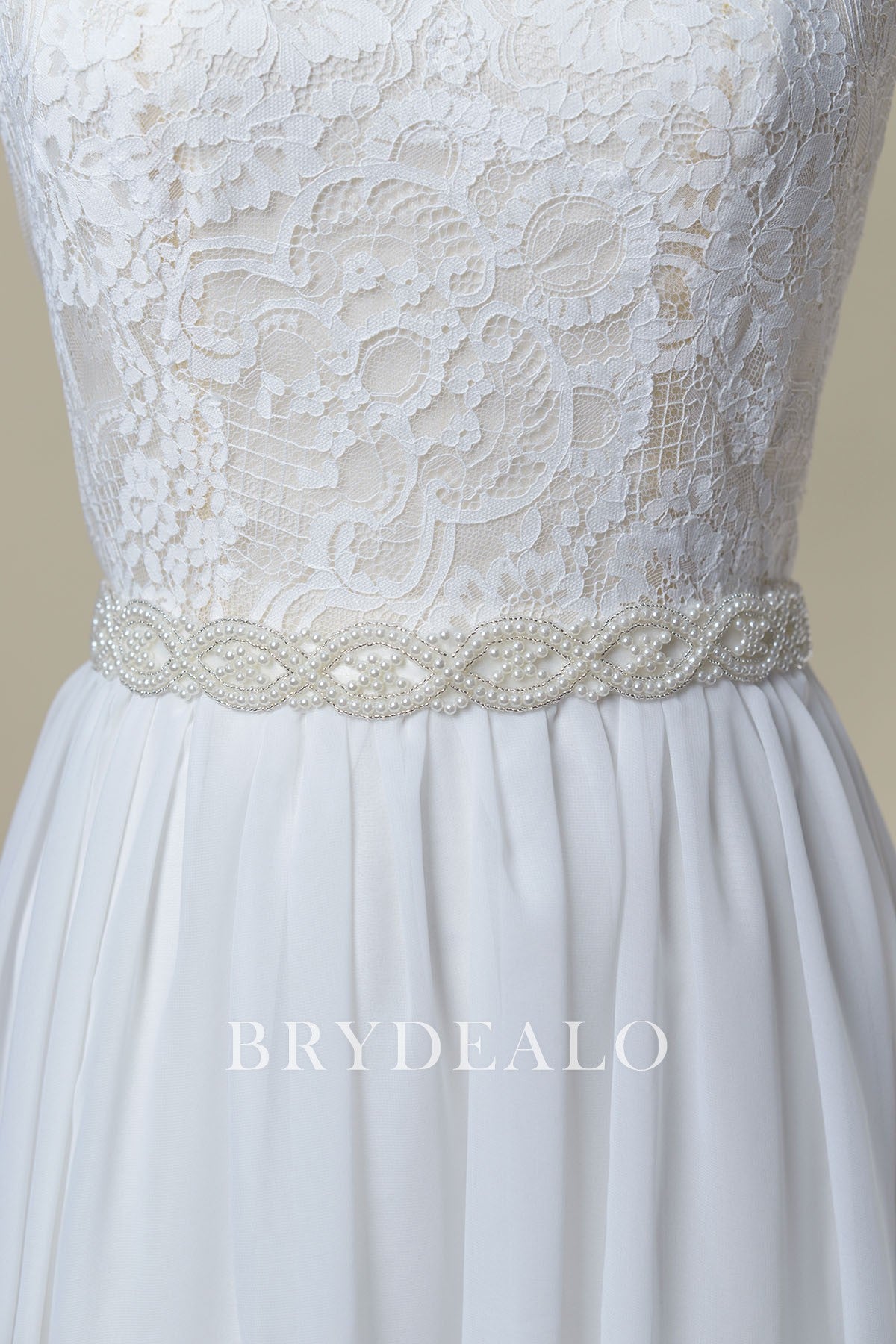 Charming Wave Pearls Bridal Self-tie Sash