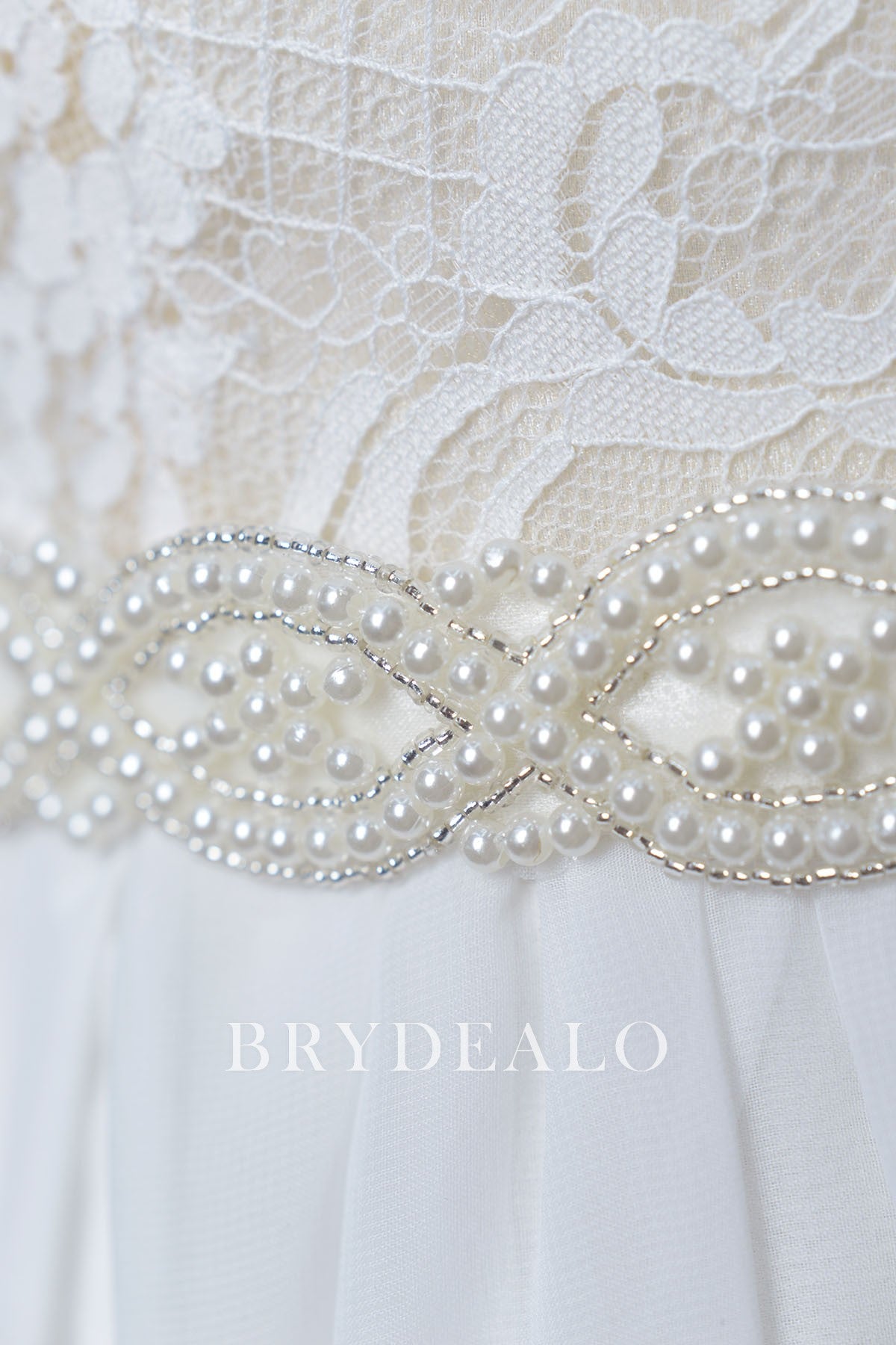 Charming Wave Pearls Bridal Self-tie Sash for Wholesale
