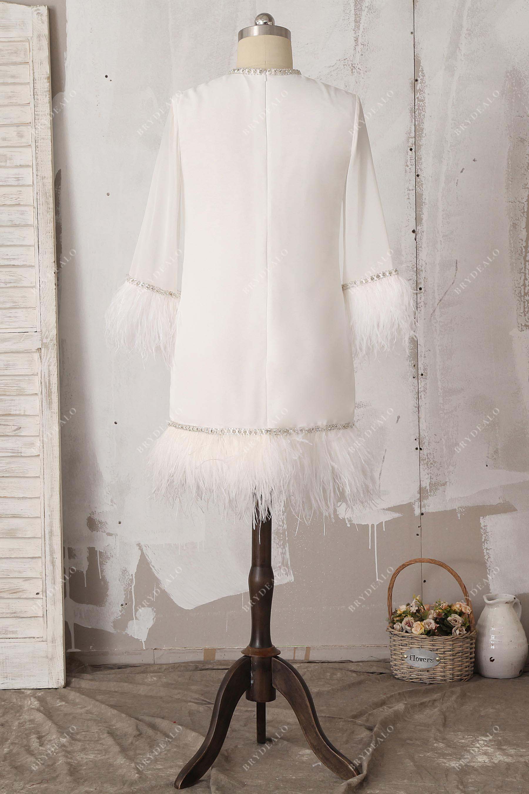 chiffon feather embellished bridal shower gown