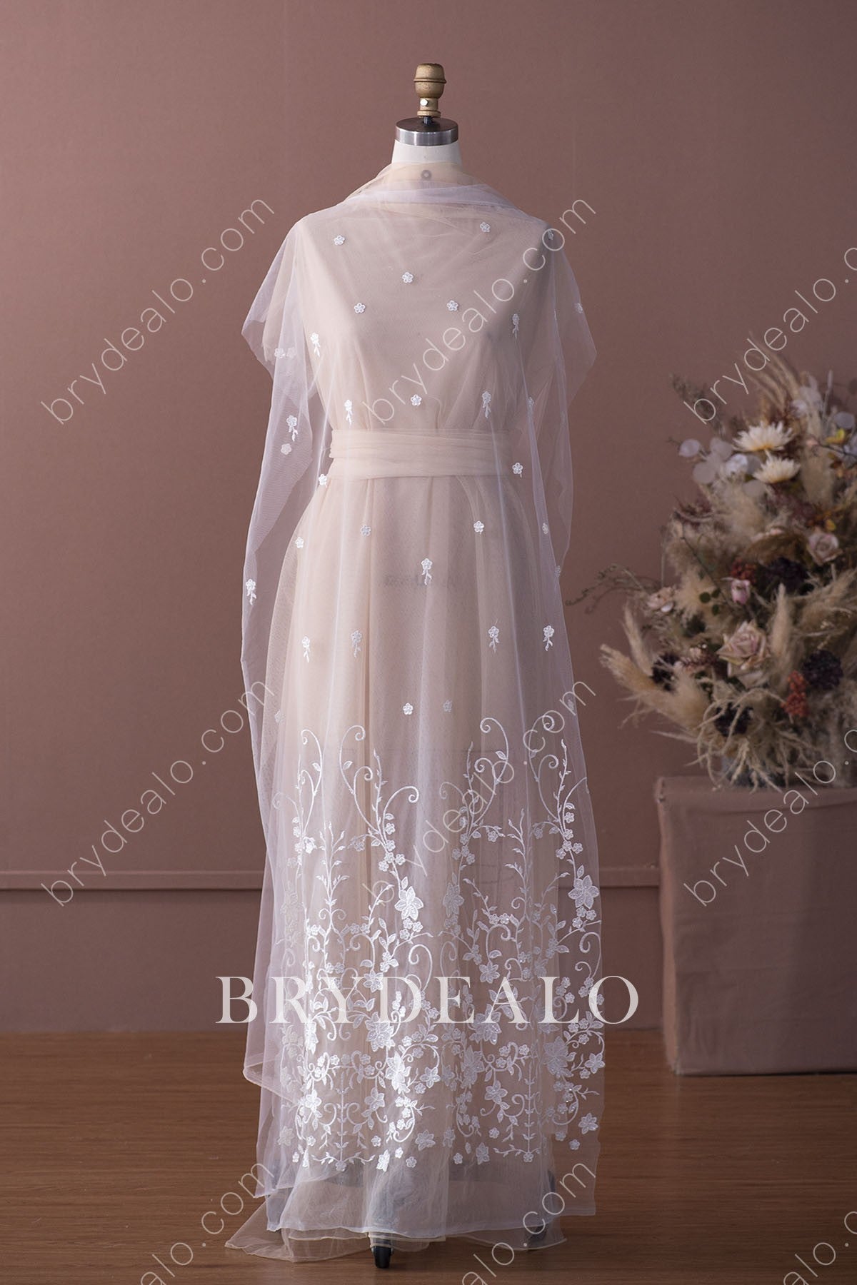 Classy Sequined Flower Bridal Lace Fabric