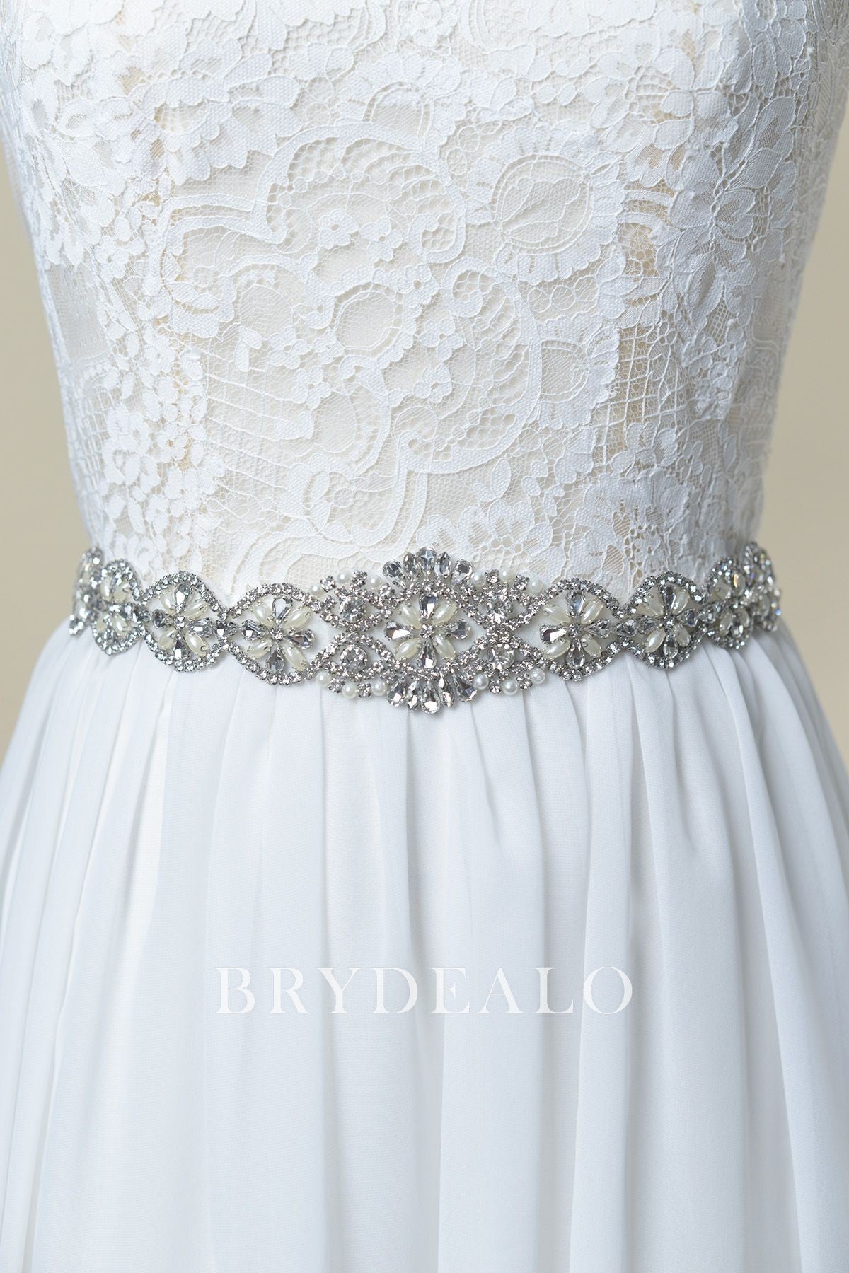 Wholesale Bright Crystals Pearls Bridal Sash