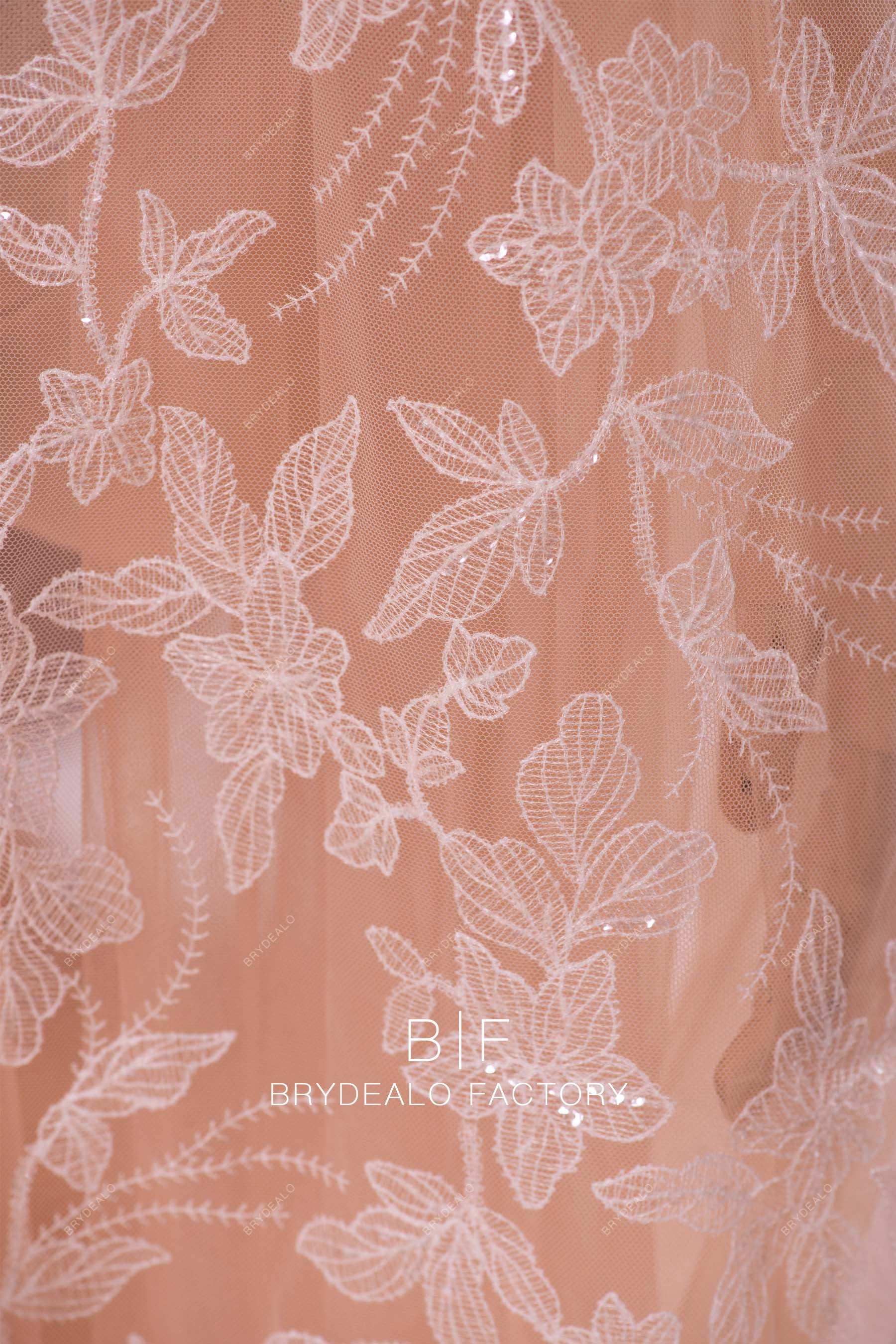 clear sequin botanic lace