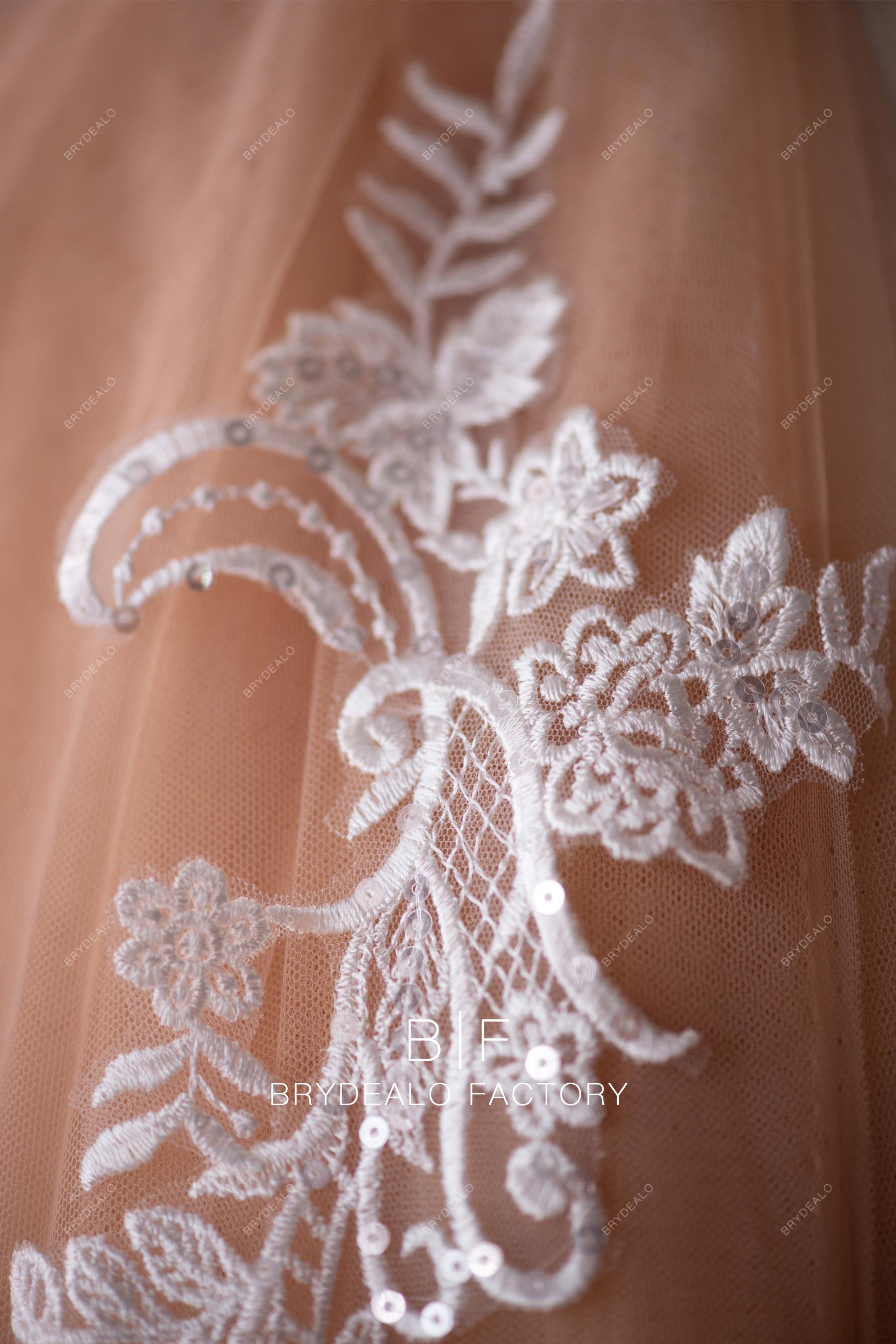 clear sequin flower lace applique