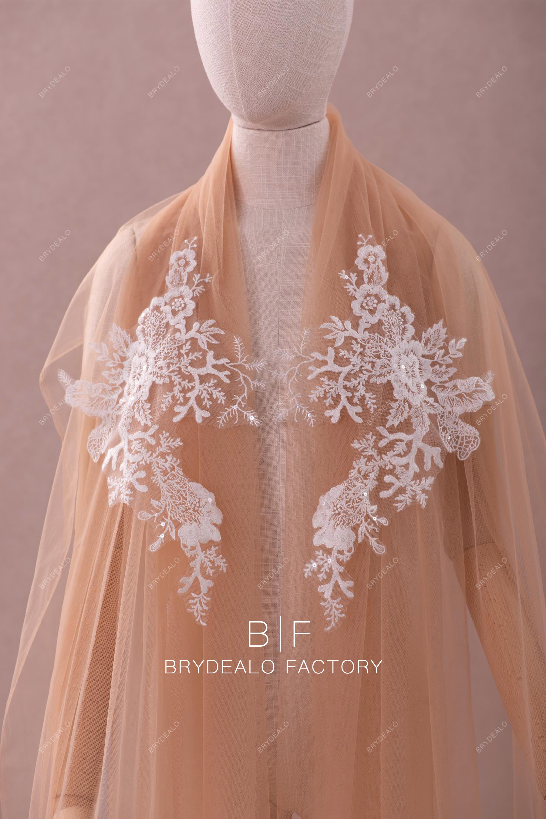clear sequin flower lace appliques