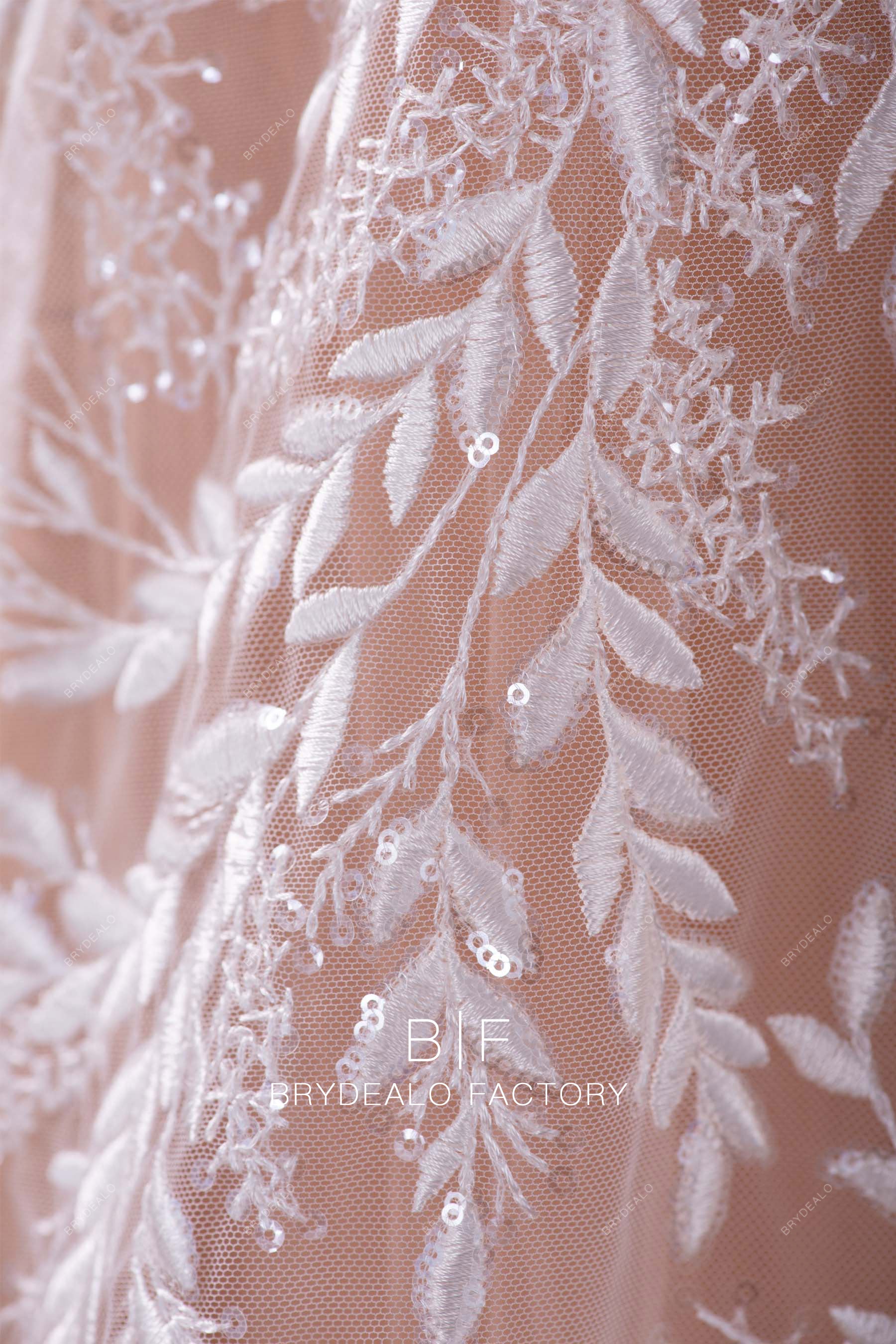 clear sequin leaf embroidery lace