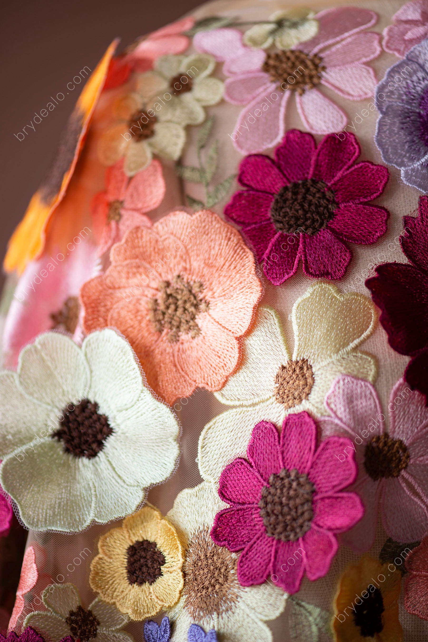 Colorful Flowers Designer Lace Fabric