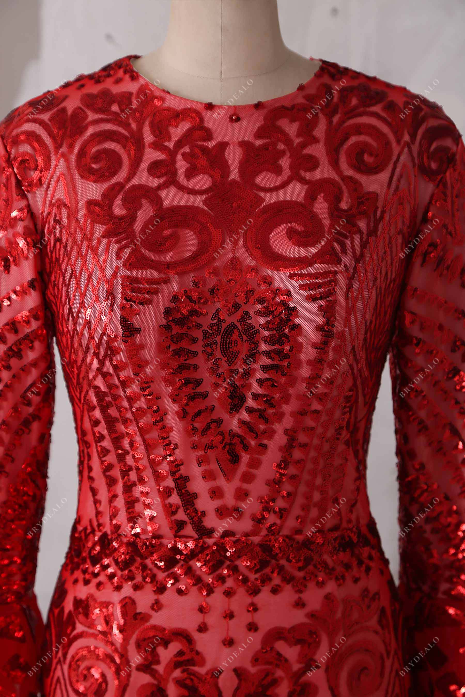 crew neck sequin prom gown