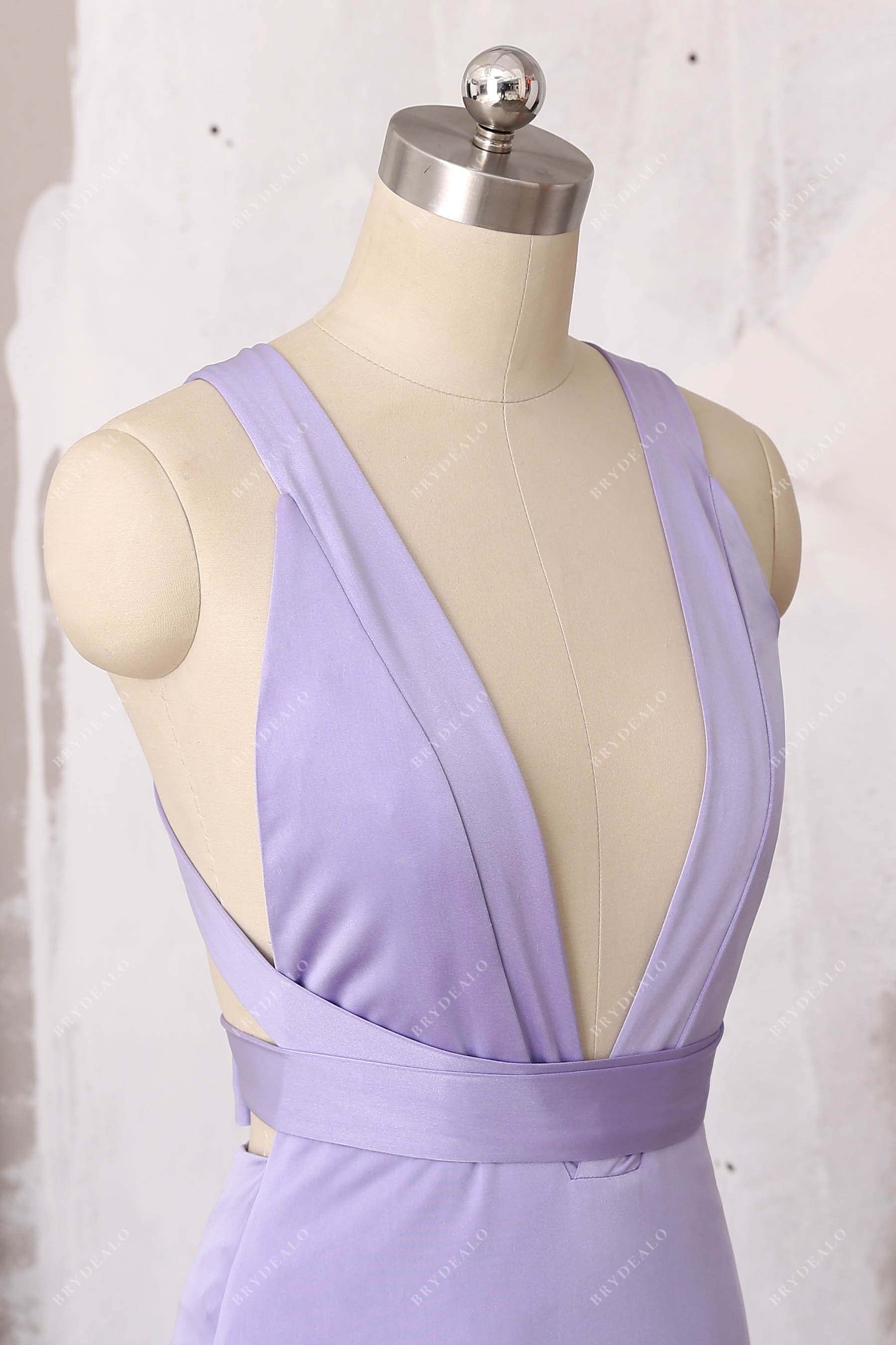 crisscross V-neck prom gown