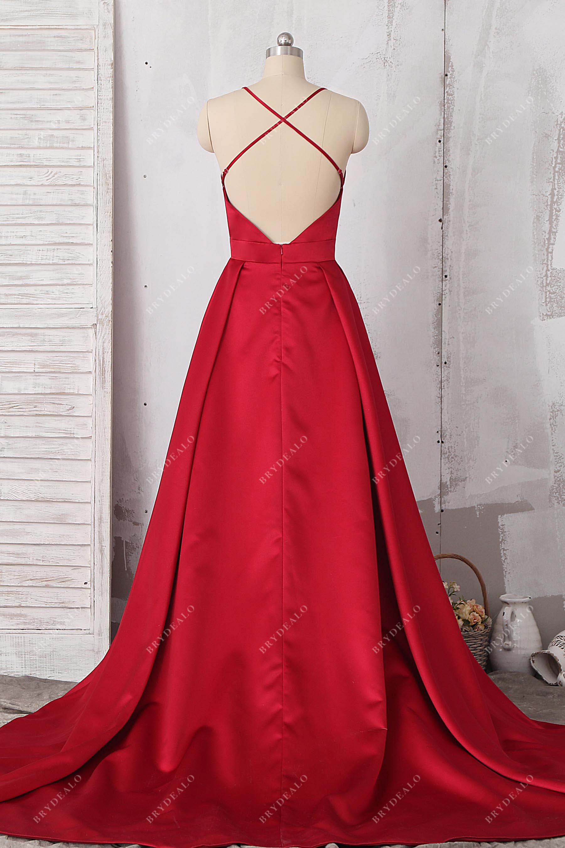 crisscross back A-line prom dress