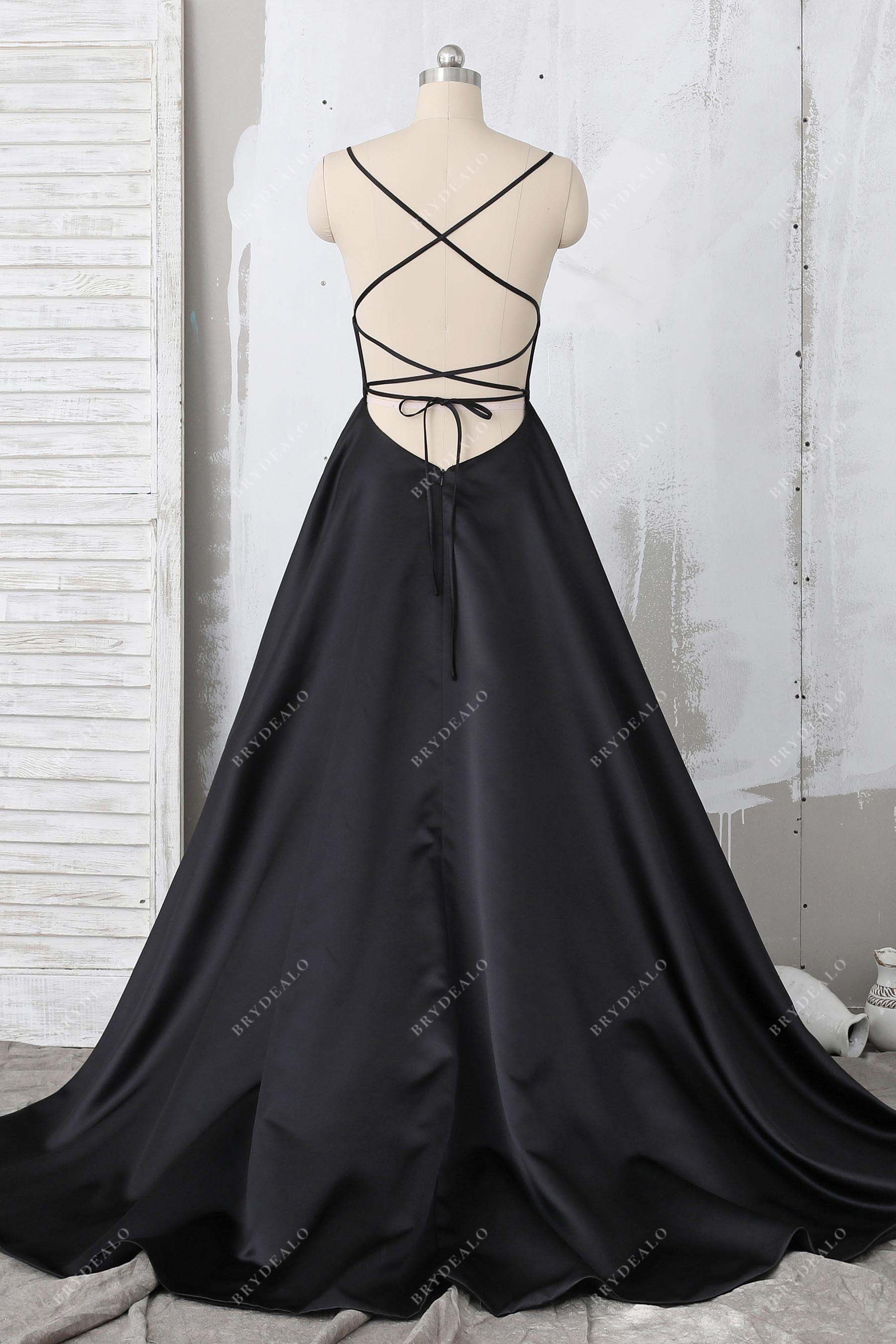 criss cross back satin dress