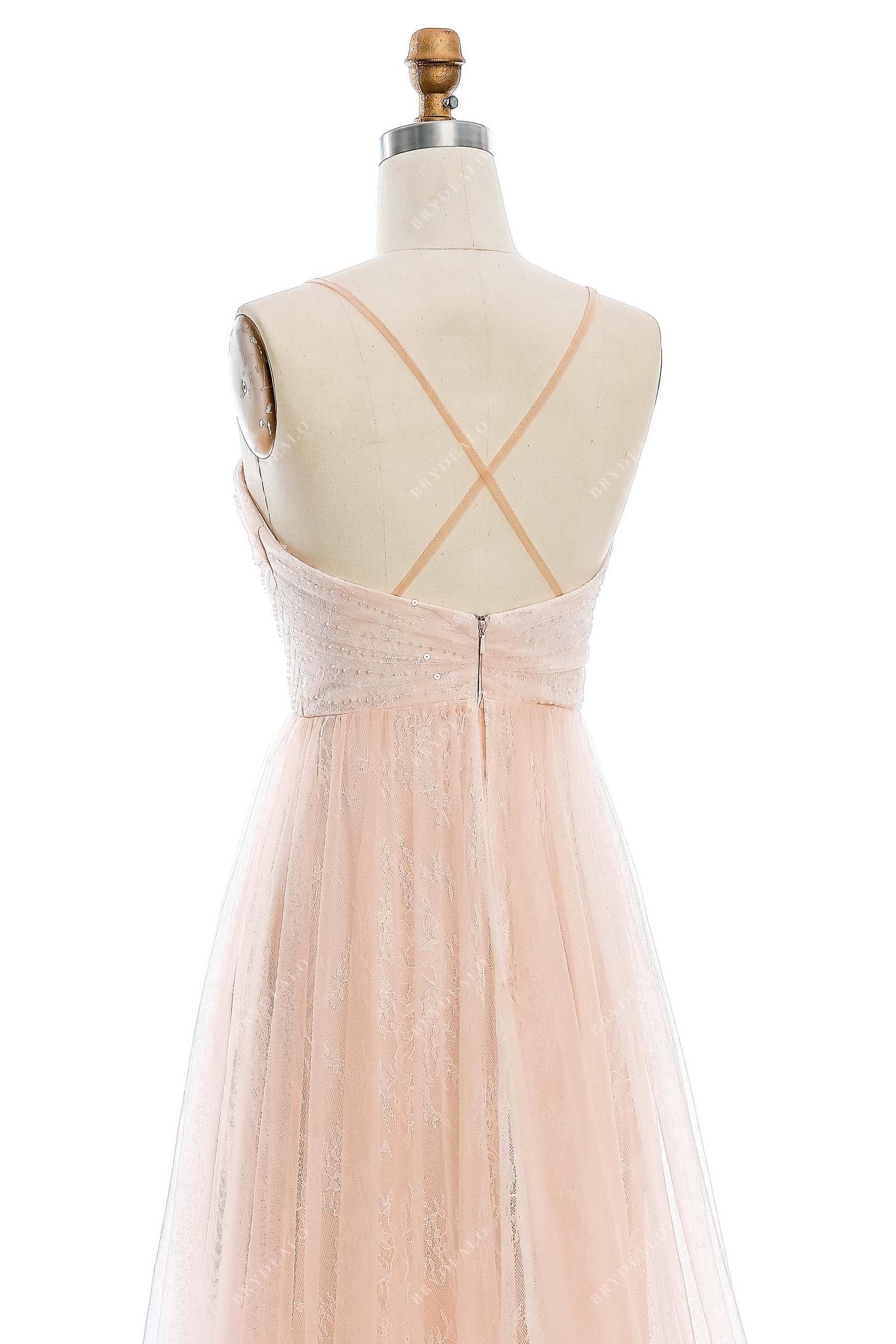 crisscross back sleeveless bridal gown