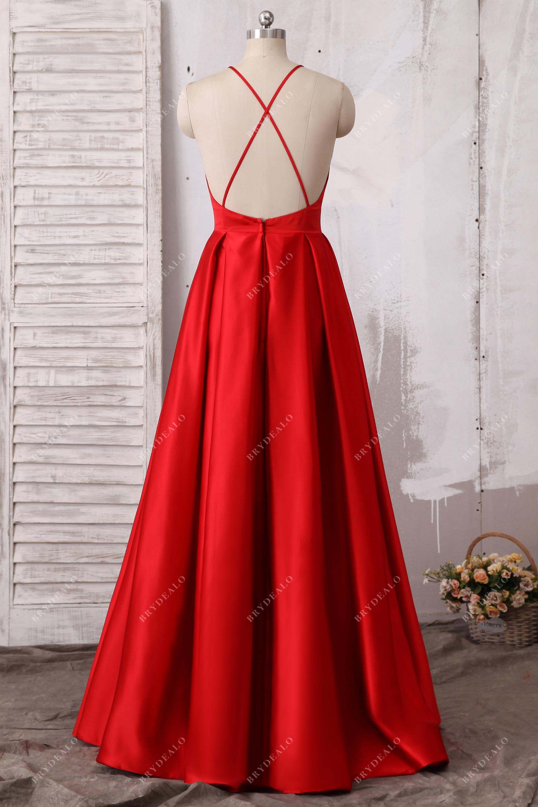 crisscross floor length prom dress