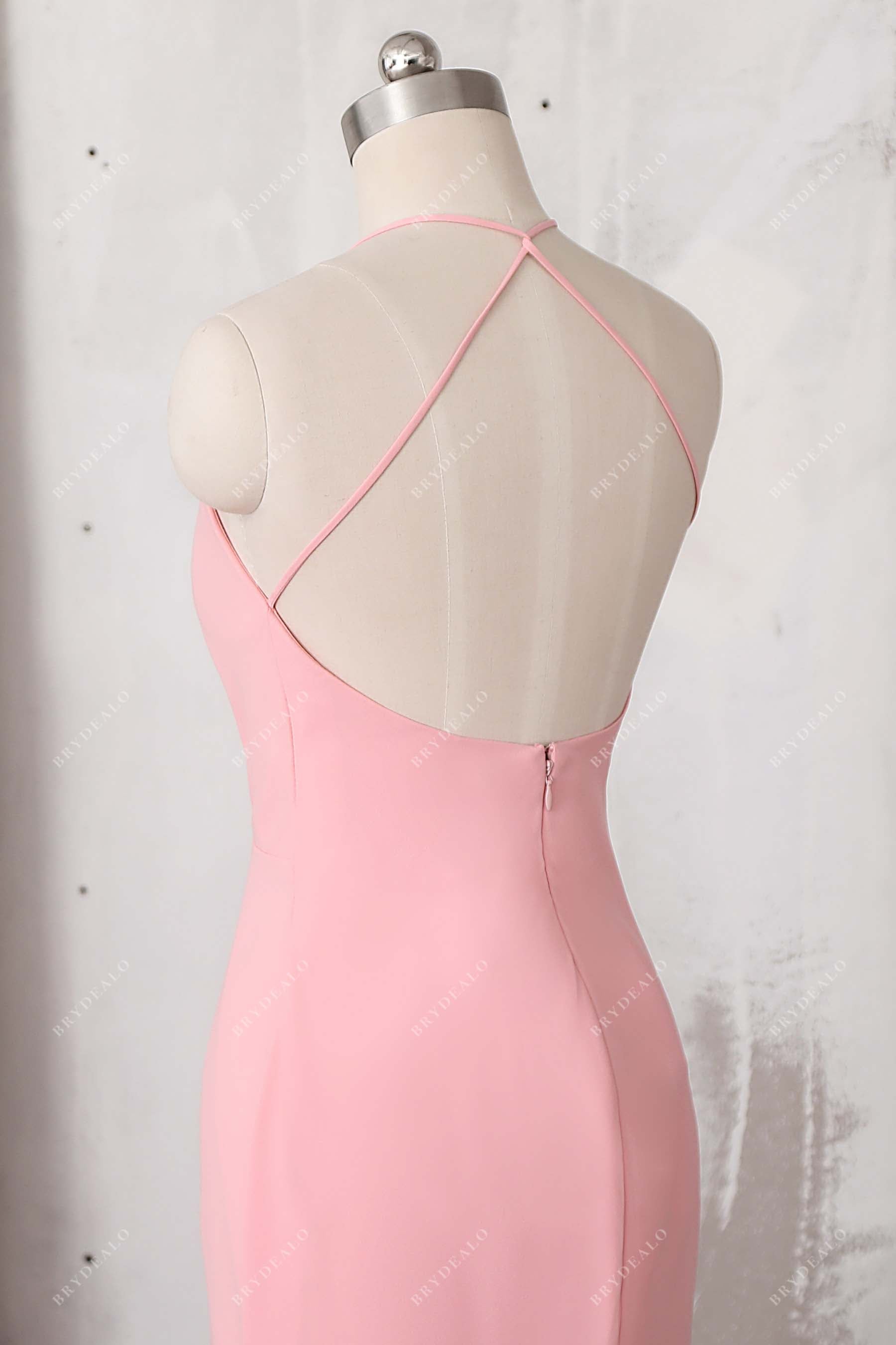 criss cross halter prom gown