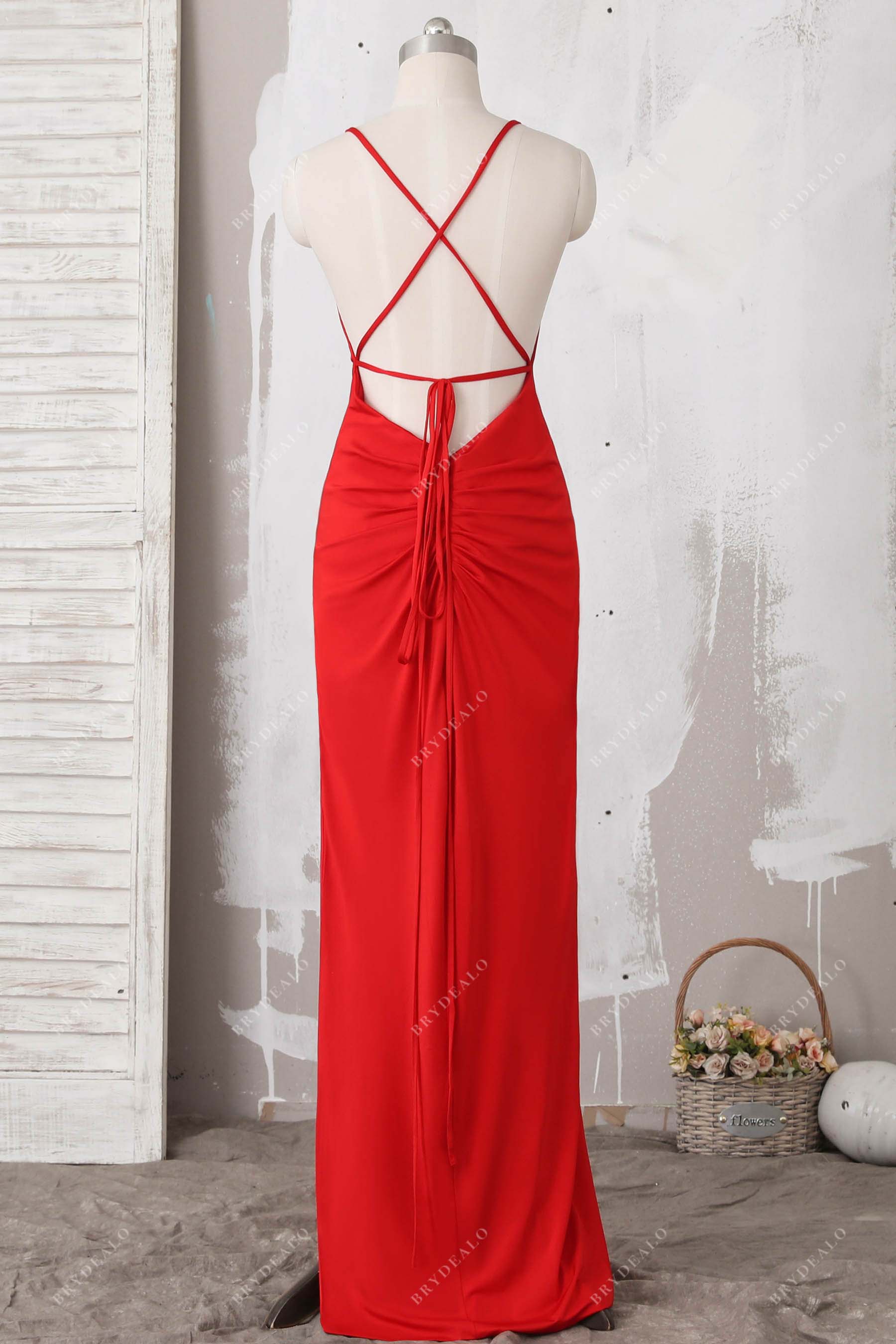 crisscross open back dress ruched hips