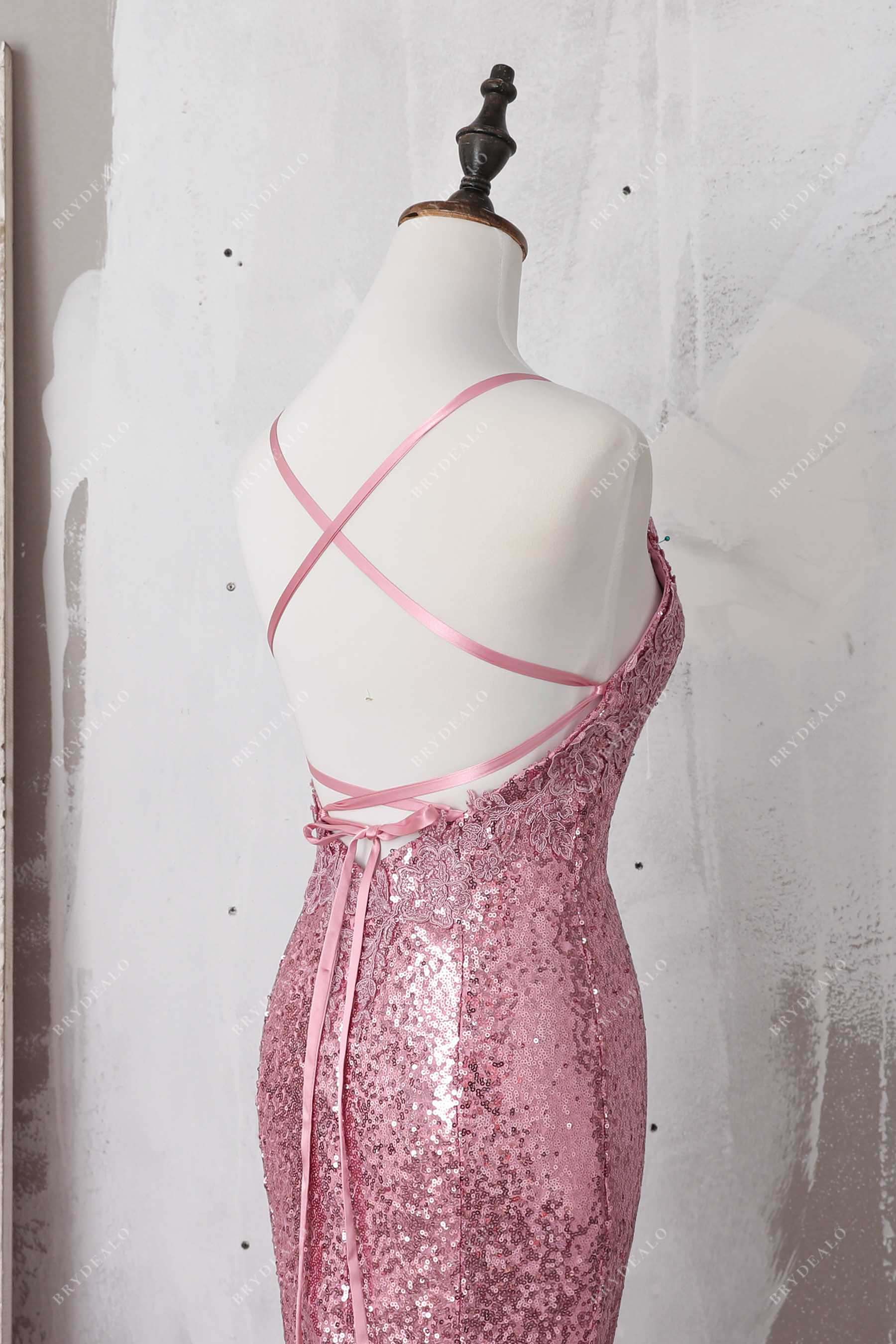 criss cross open back prom dress