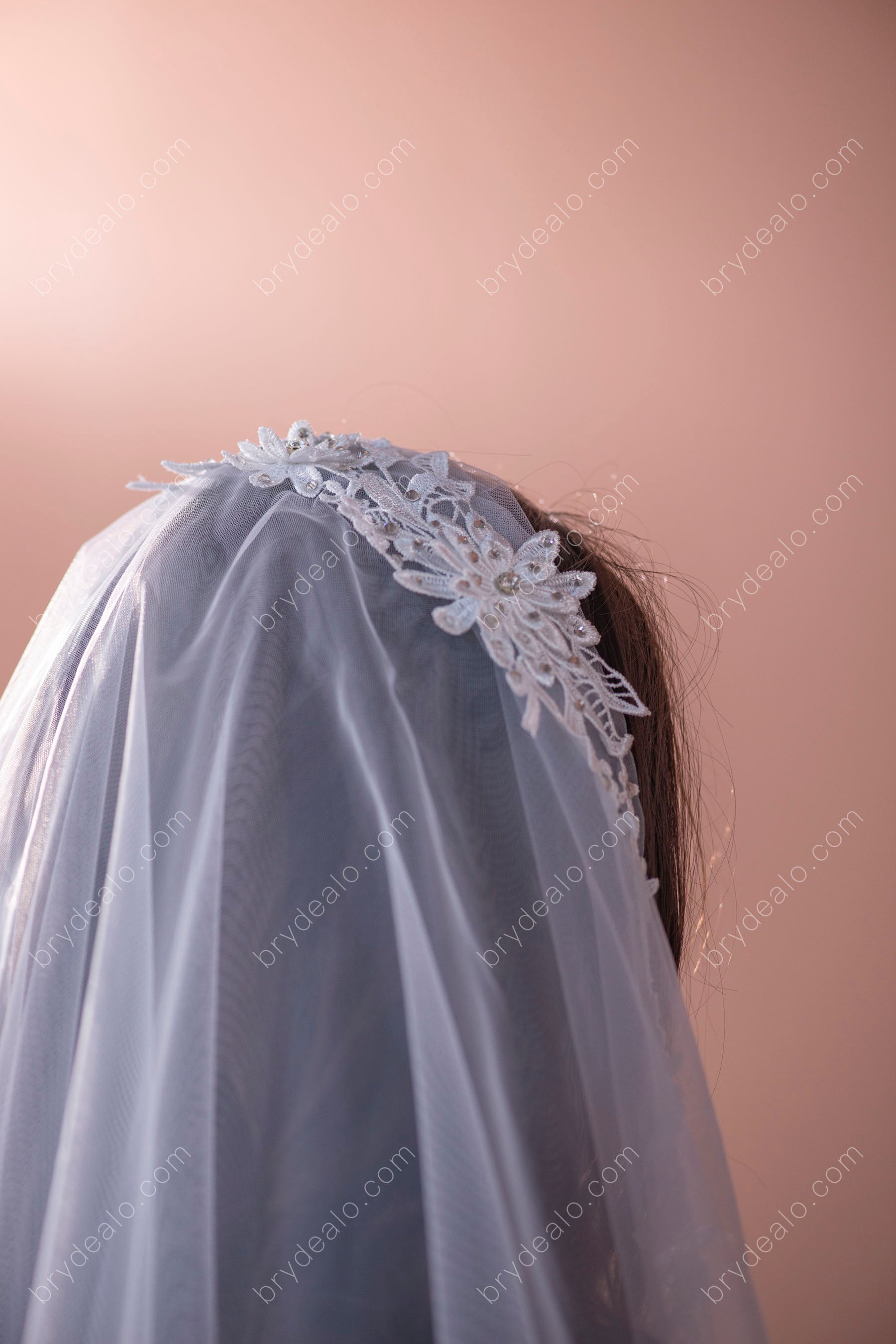 rhinestone lace comb veil