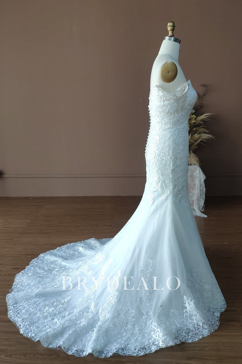 Wholesale Custom Off Shoulder Lace Mermaid Wedding Dress 2110095616