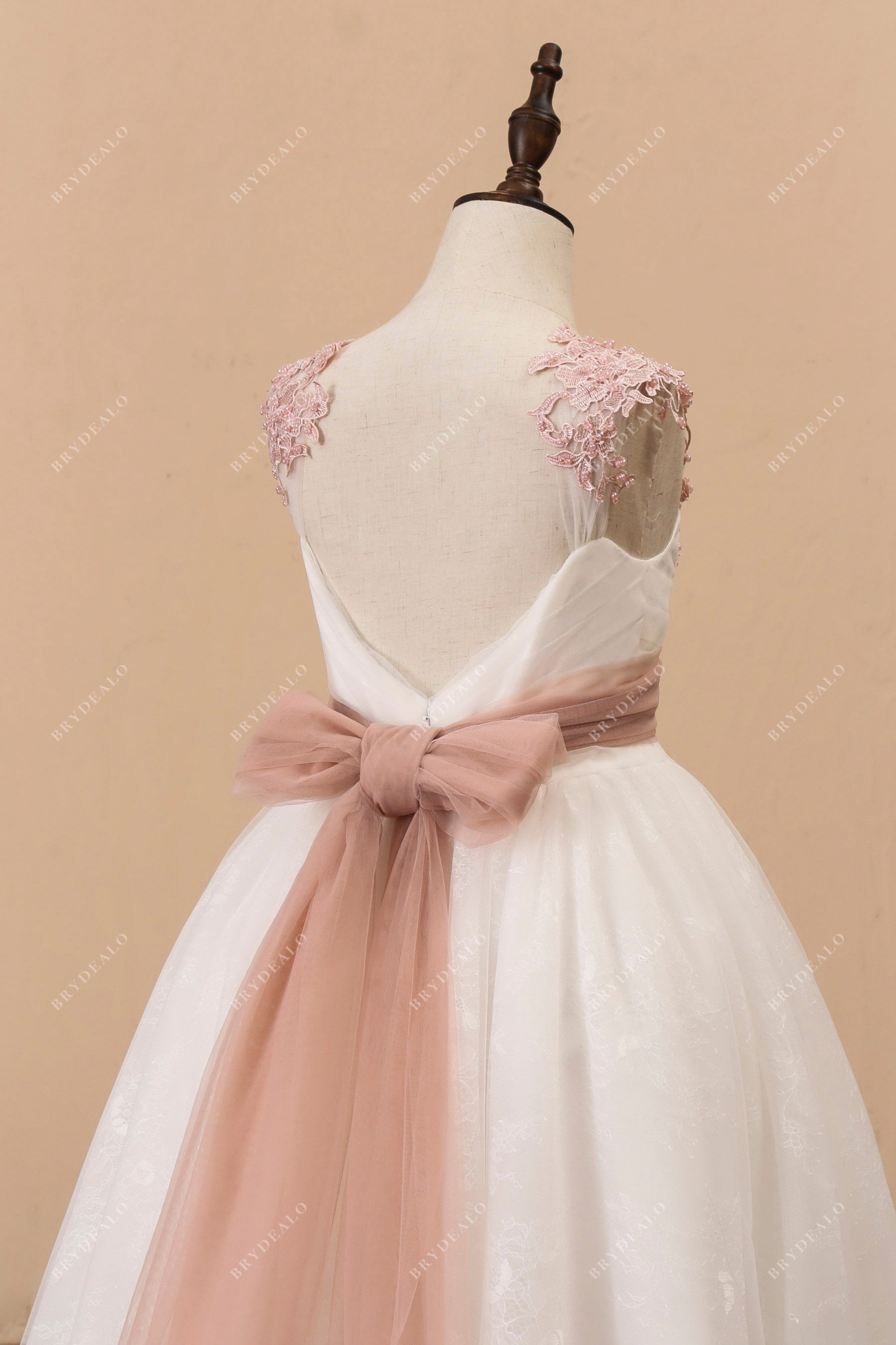 cute open back tulle flower girl gown