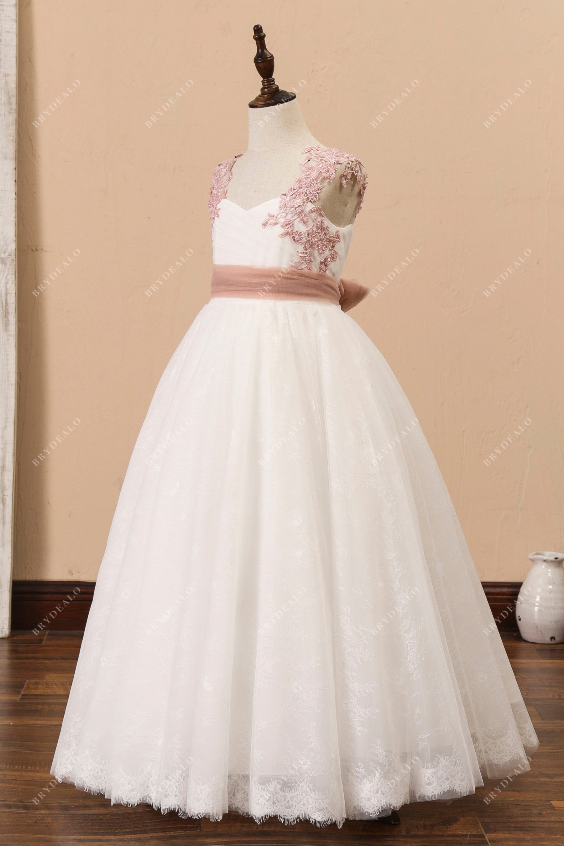 cute straps tulle flower girl dress