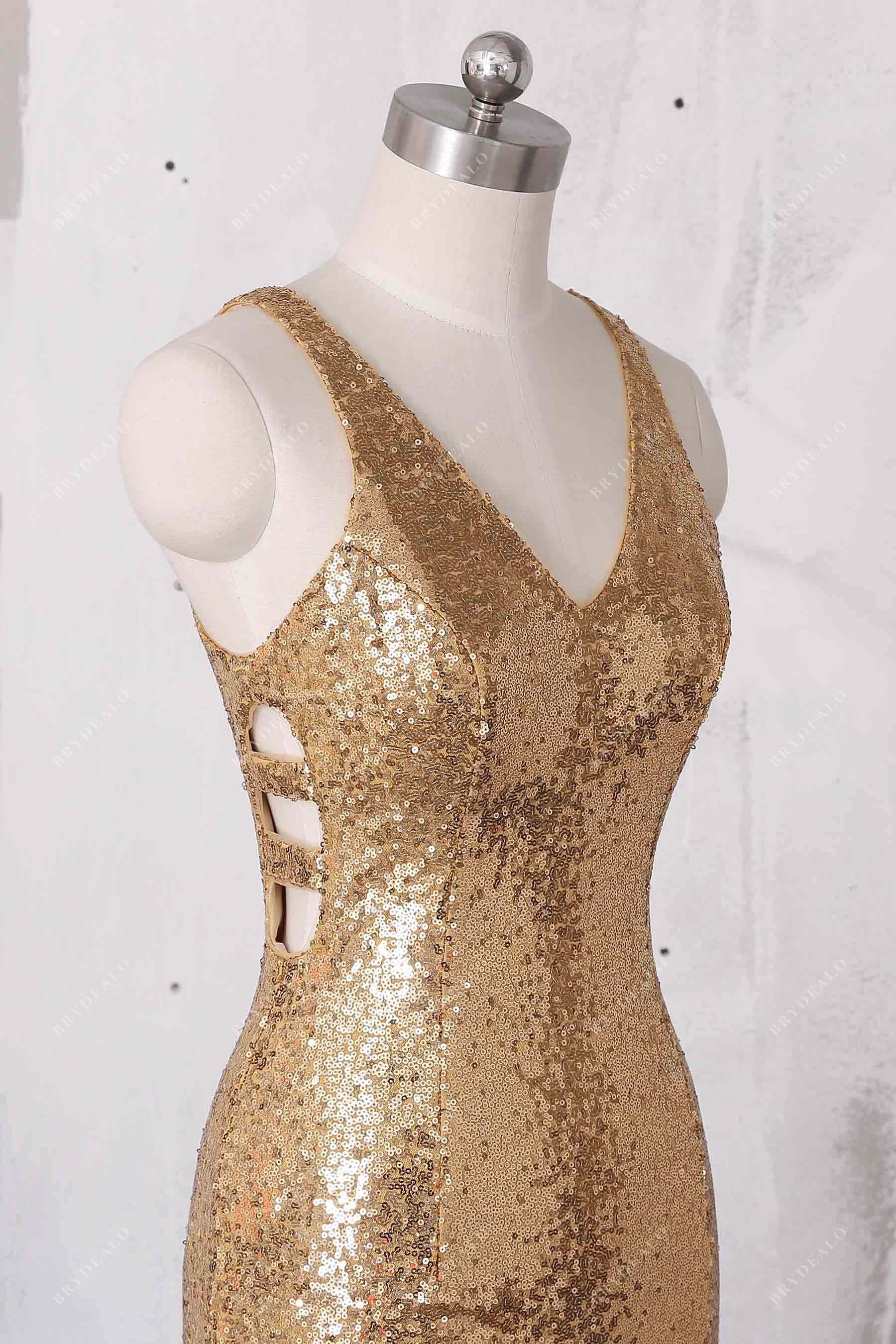 cutouts V-neck sleeveless prom dress