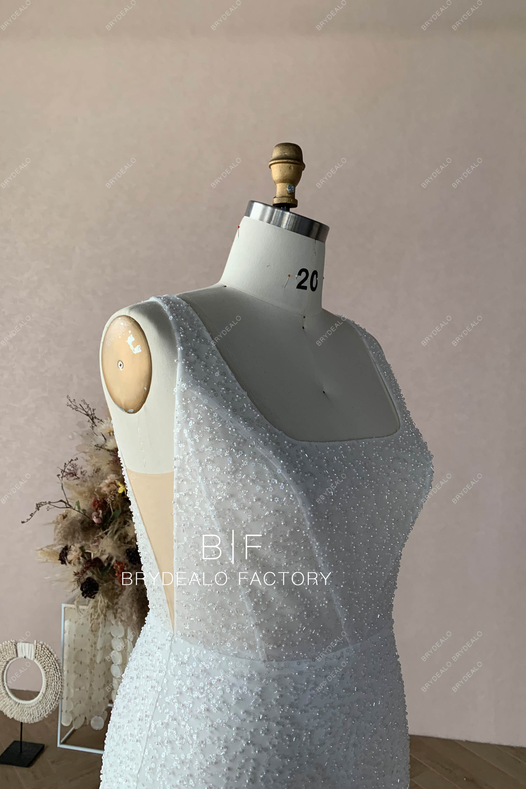 Sparkly Beading Sequined lowers Mermaid Bridal Dress BR20221613