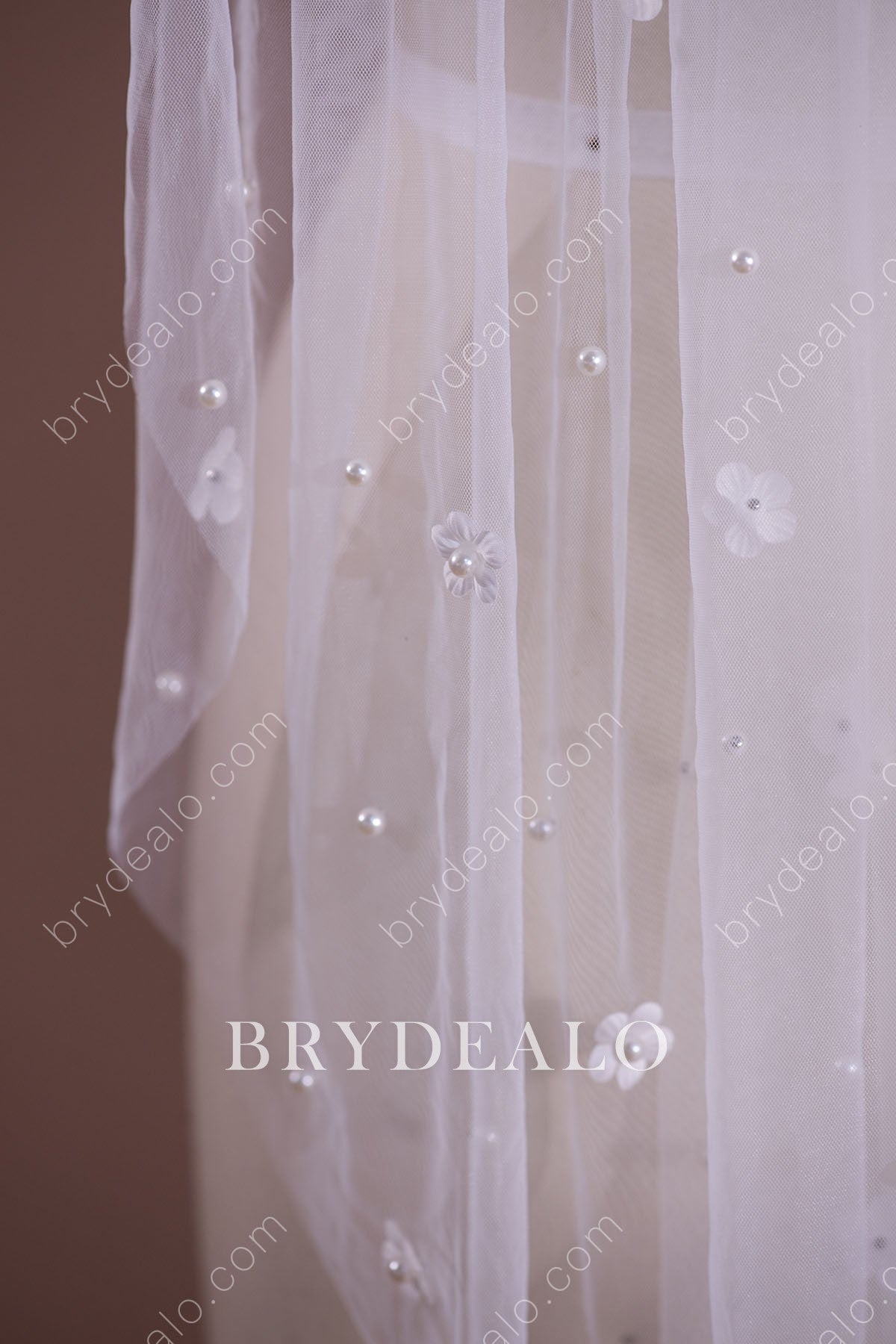 flowers pearls wedding veil