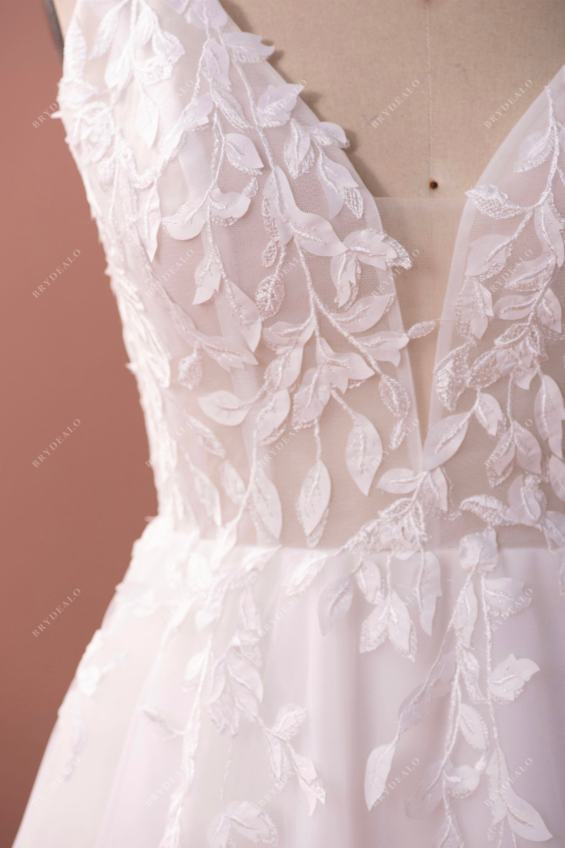 deep V-neck wedding dress