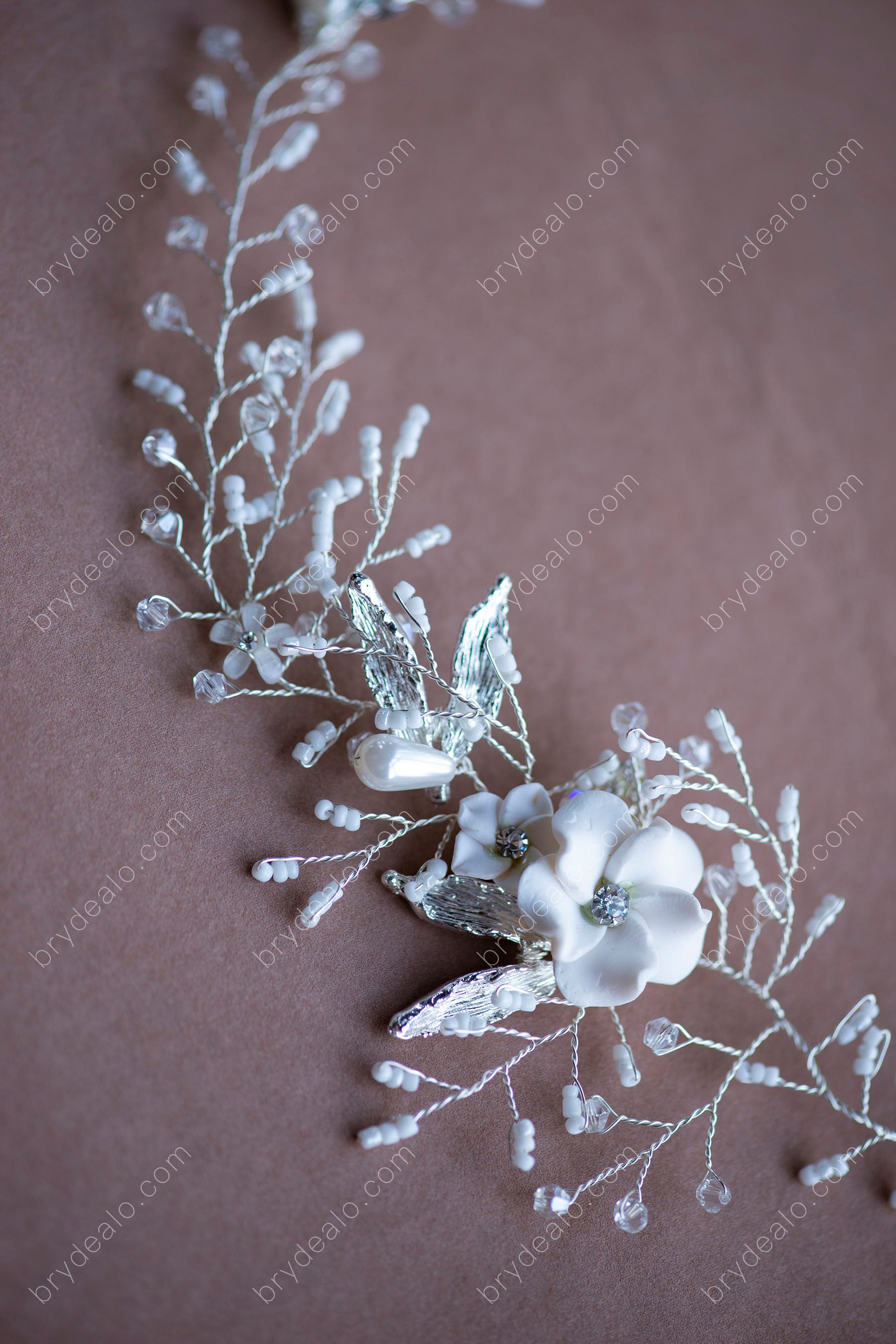 Flower Branch Beaded Bridal Sash