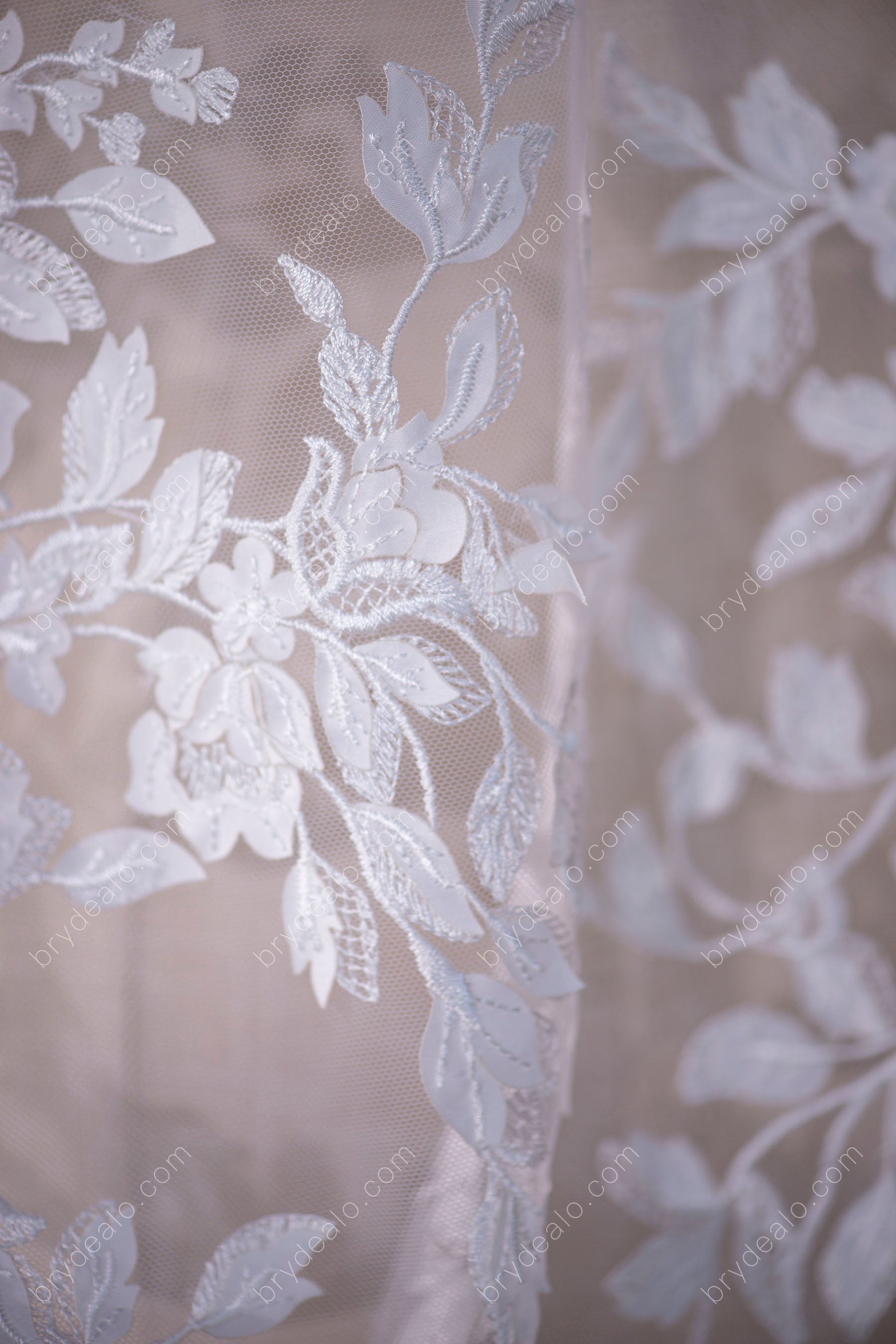 Leaf Embroidery Lace Fabric