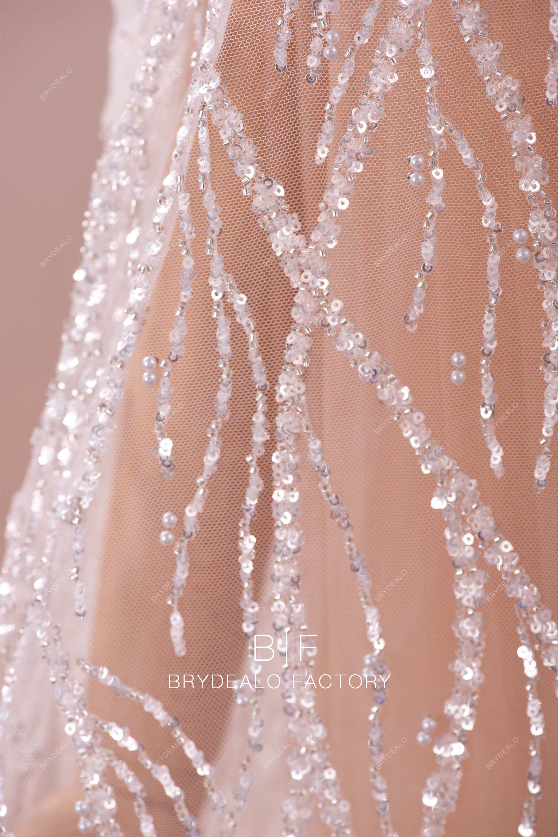 delicate wholesale beaded bridal tulle