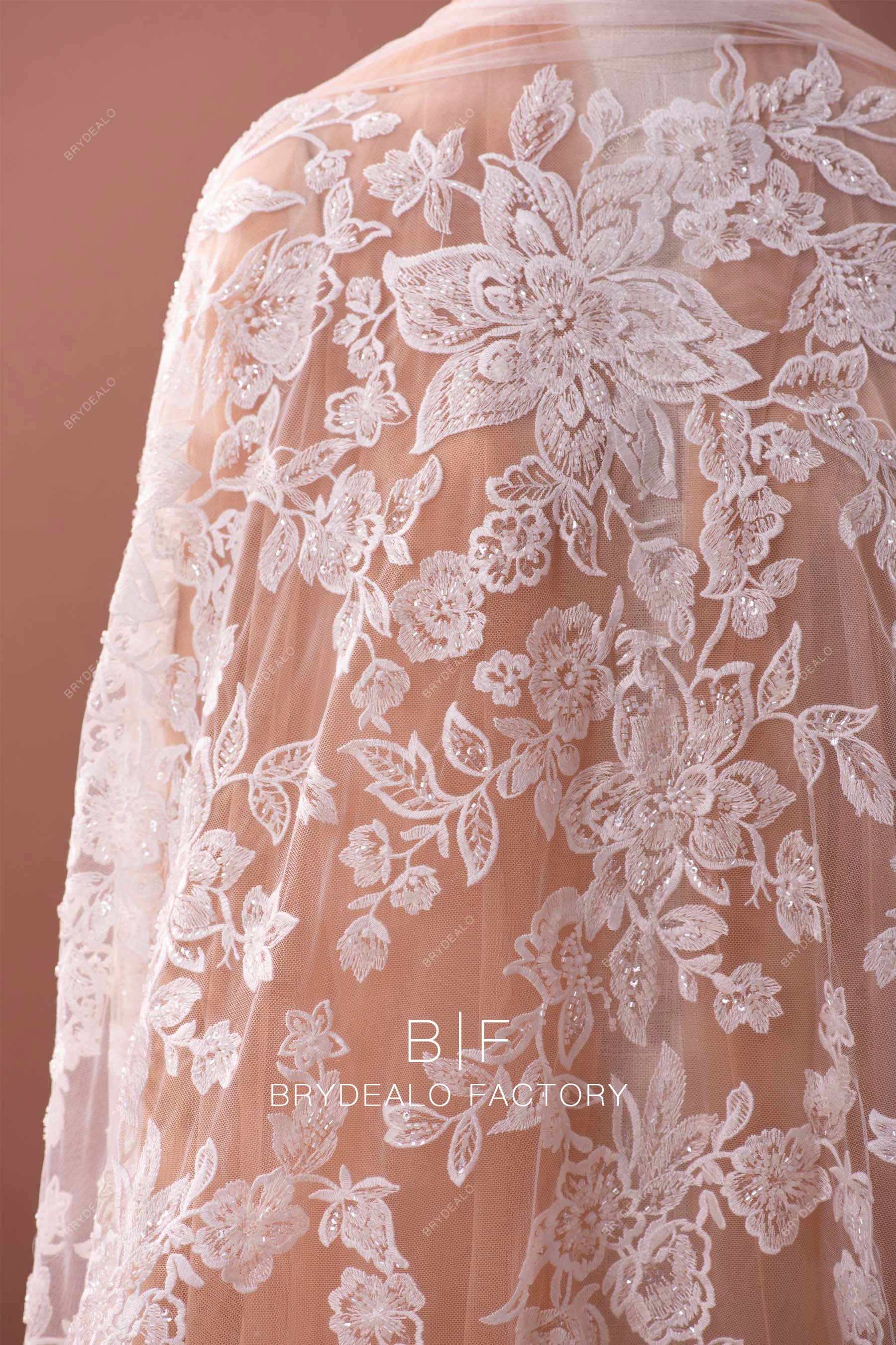 designer beaded flower lace