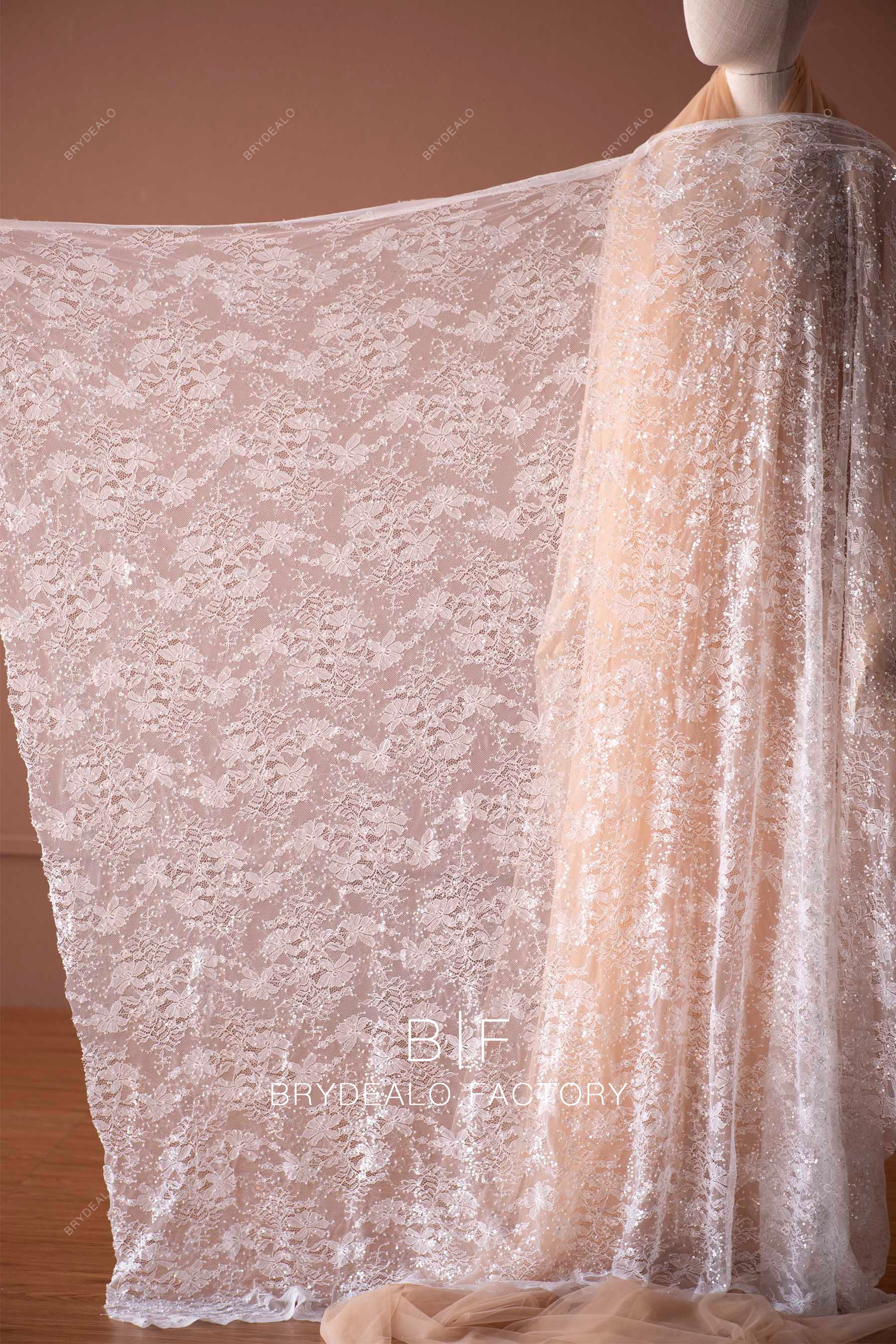 designer beaded flower lace fabric