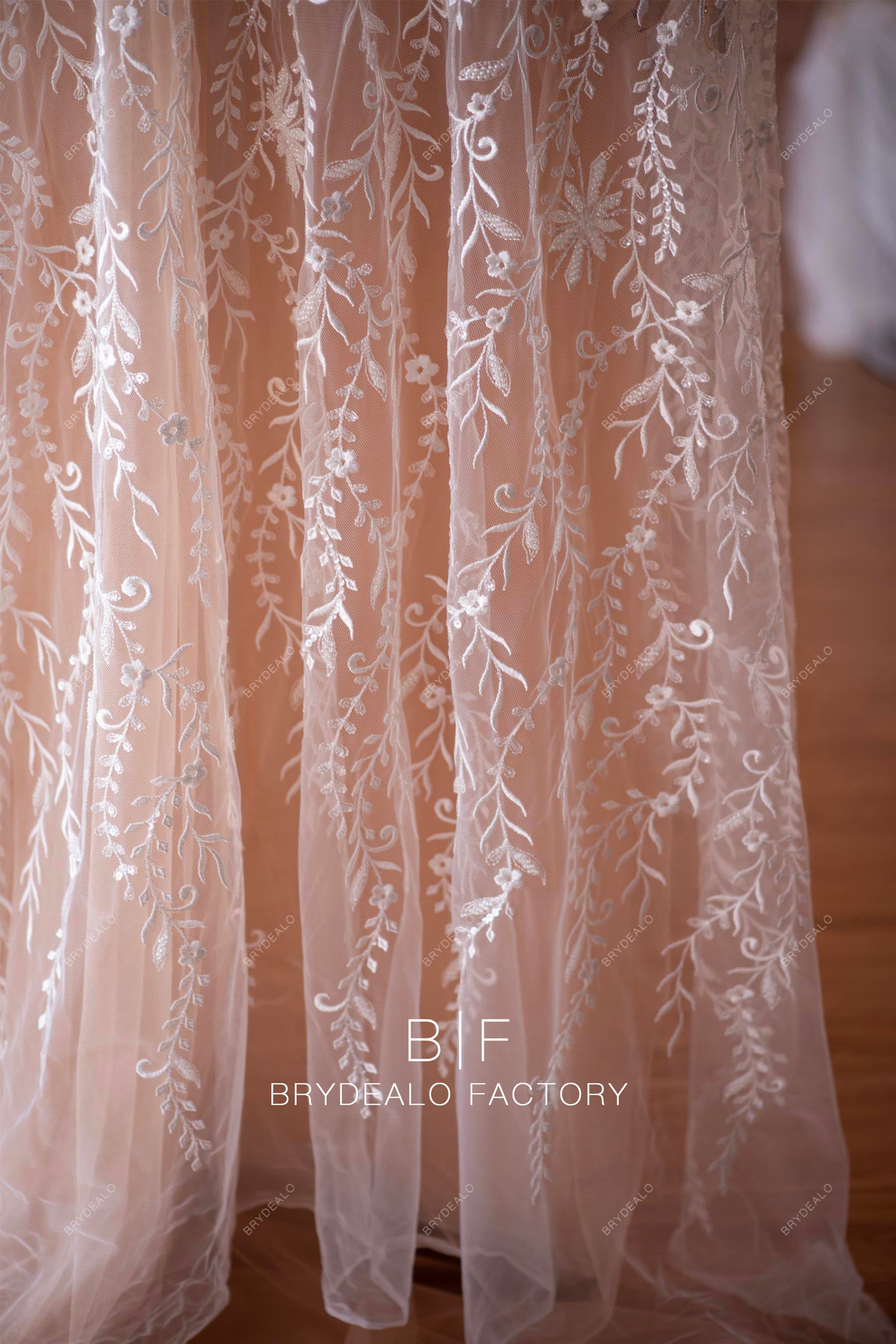 designer beaded flower lace