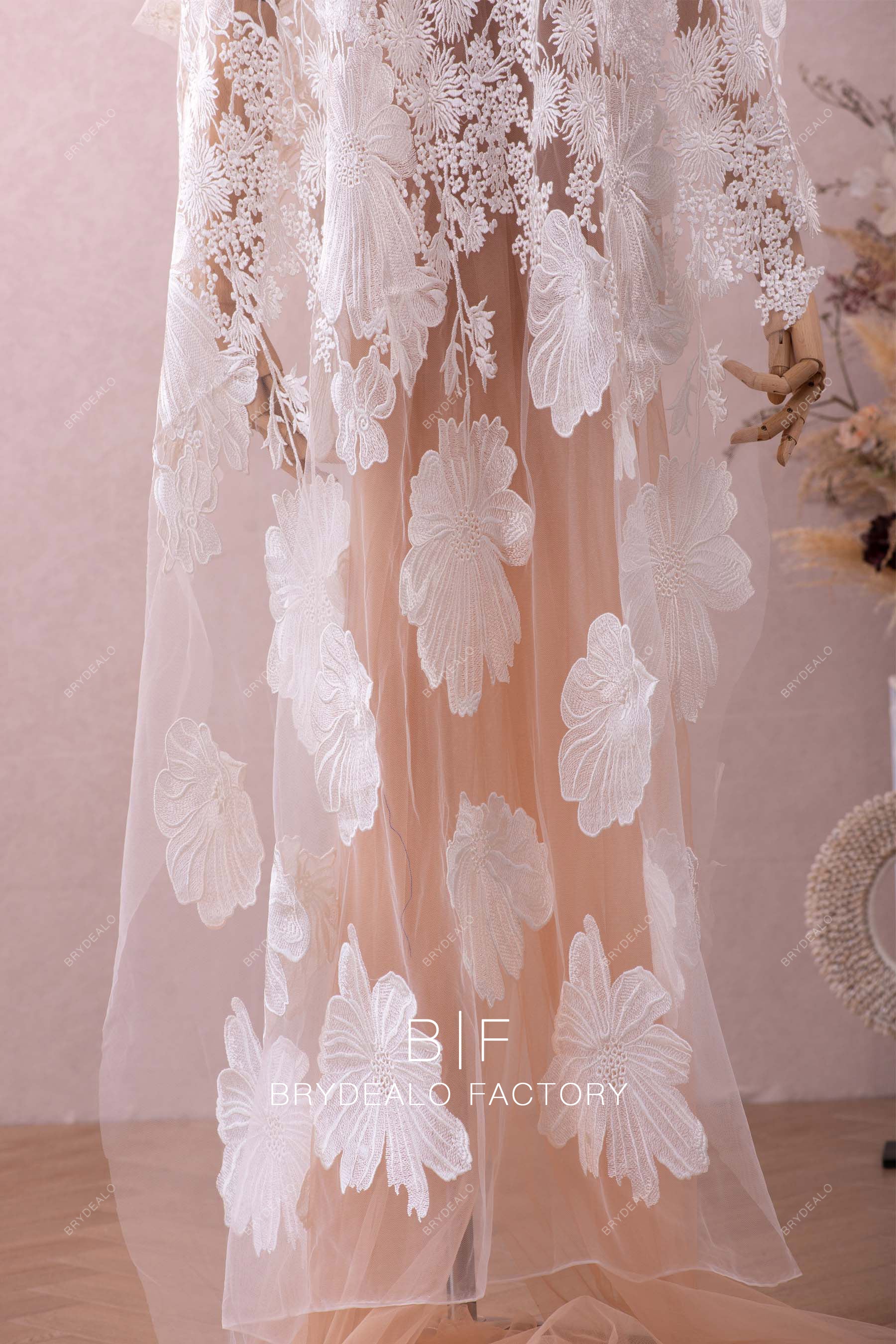 designer big flower embroidery lace