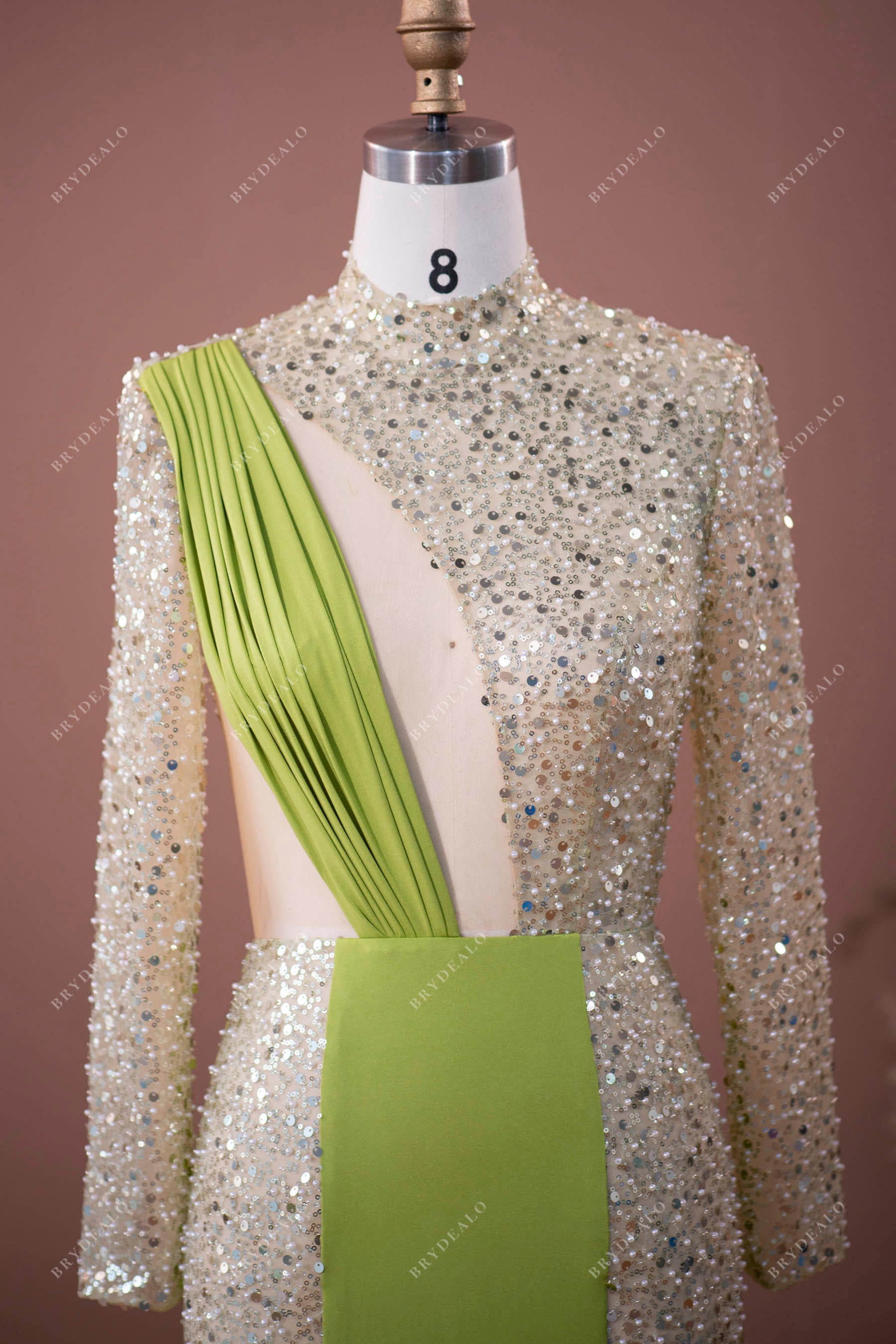 sexy high neck long sleeve mermaid prom formal dress