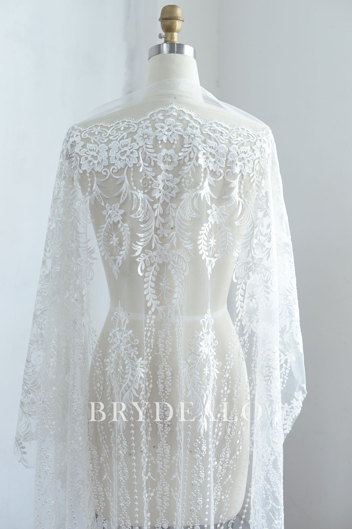 Embroidered Double Border Lace Fabric