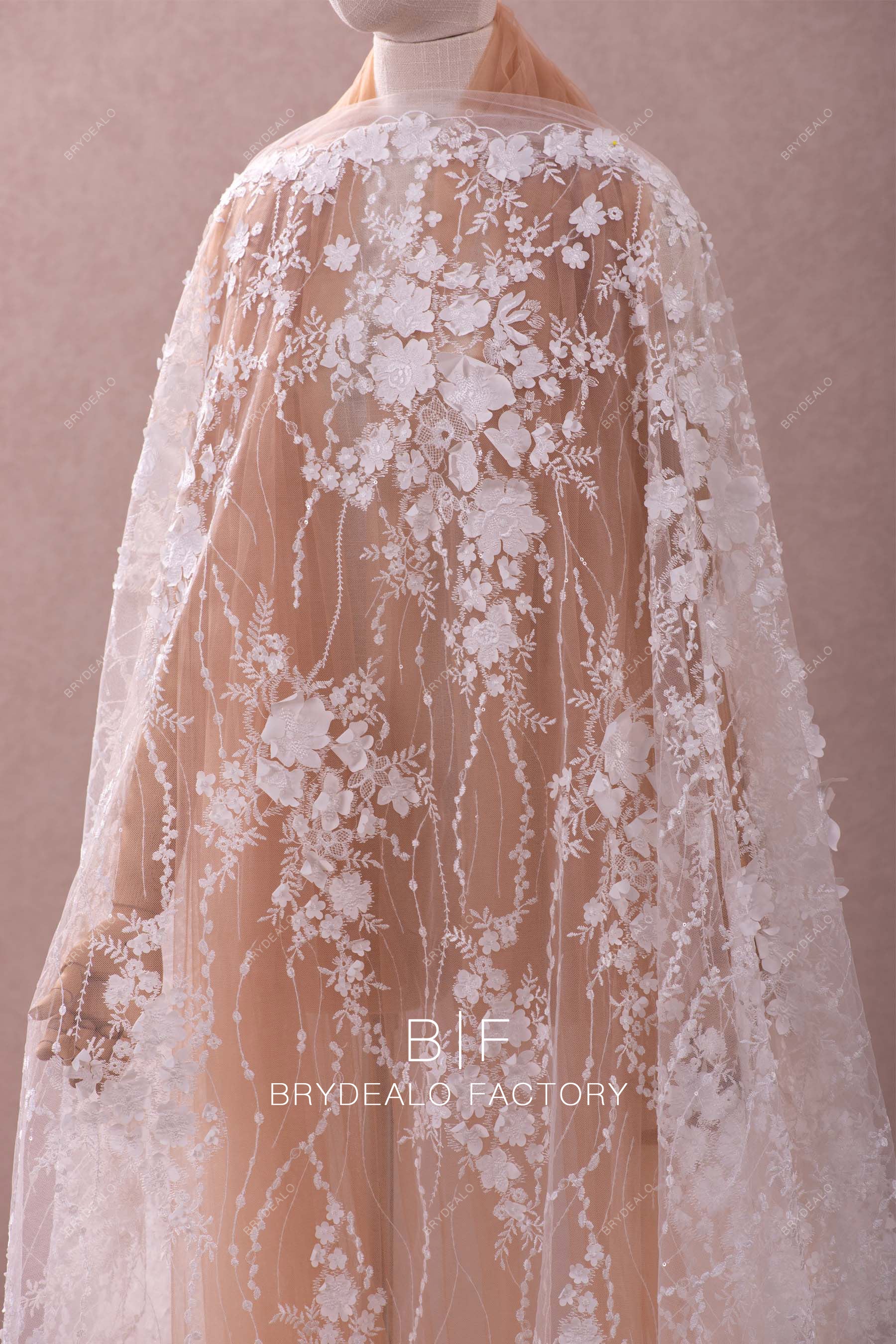 designer flower lace fabric