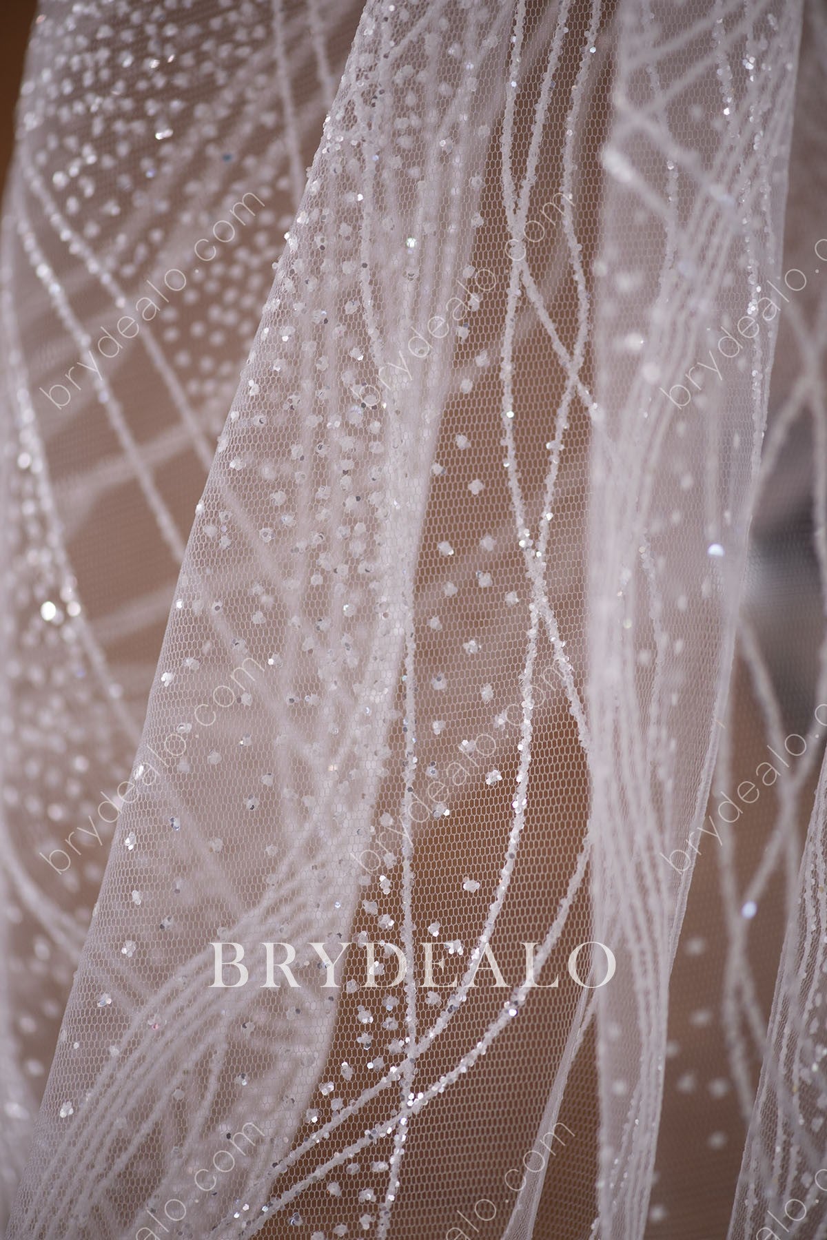 Wholesale Designer Shiny Linear Glitter Lace Fabric
