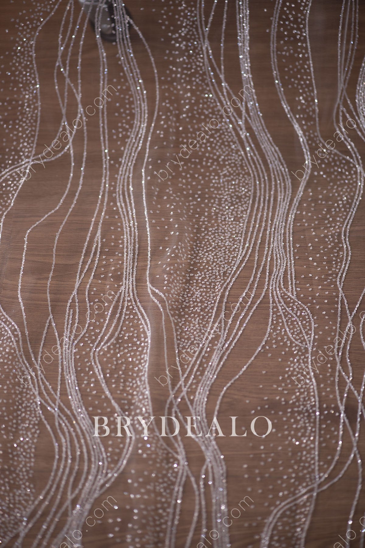 Shiny Linear Glitter Lace Fabric