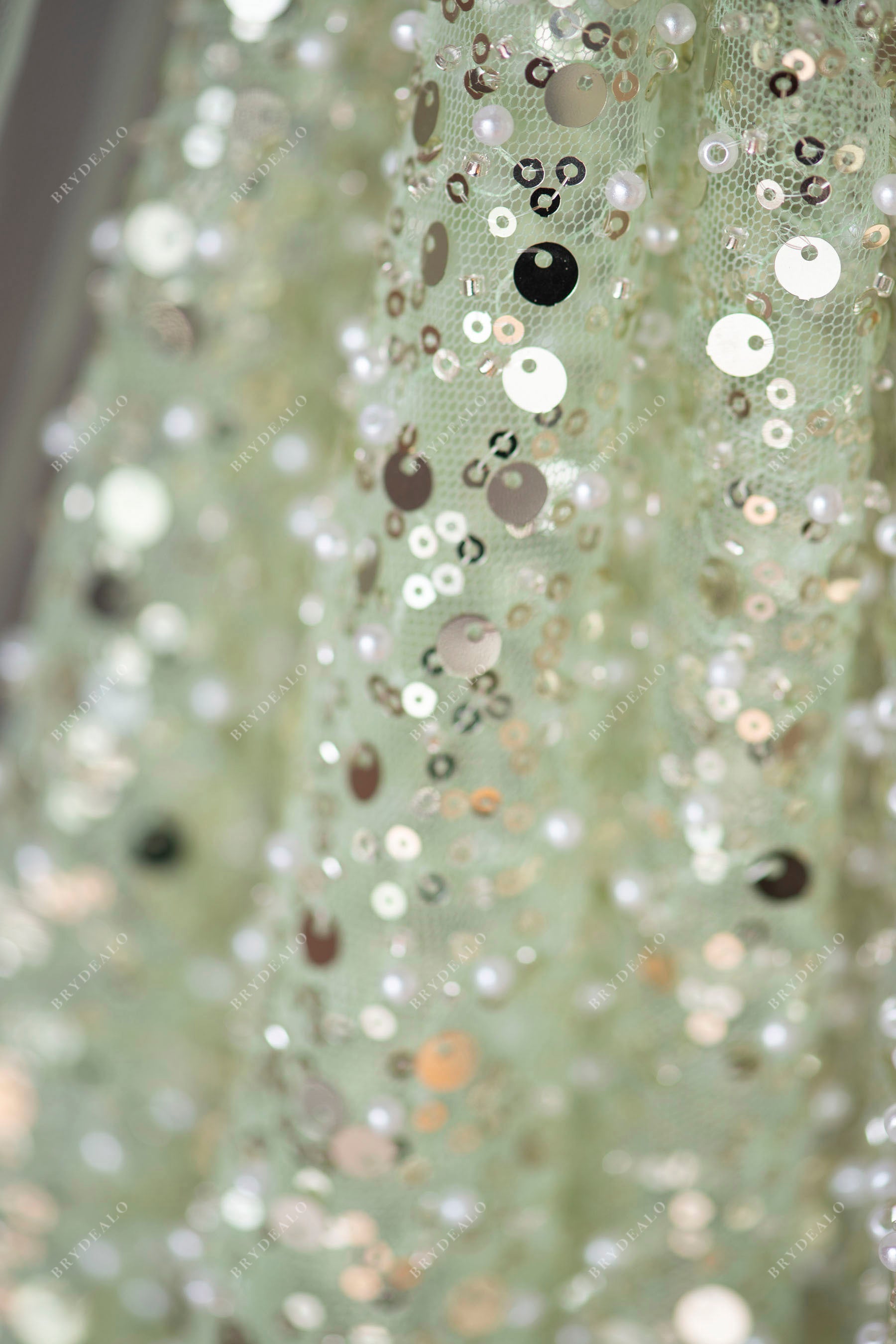 designer wholesale sage gress sparkly sequin beading mesh