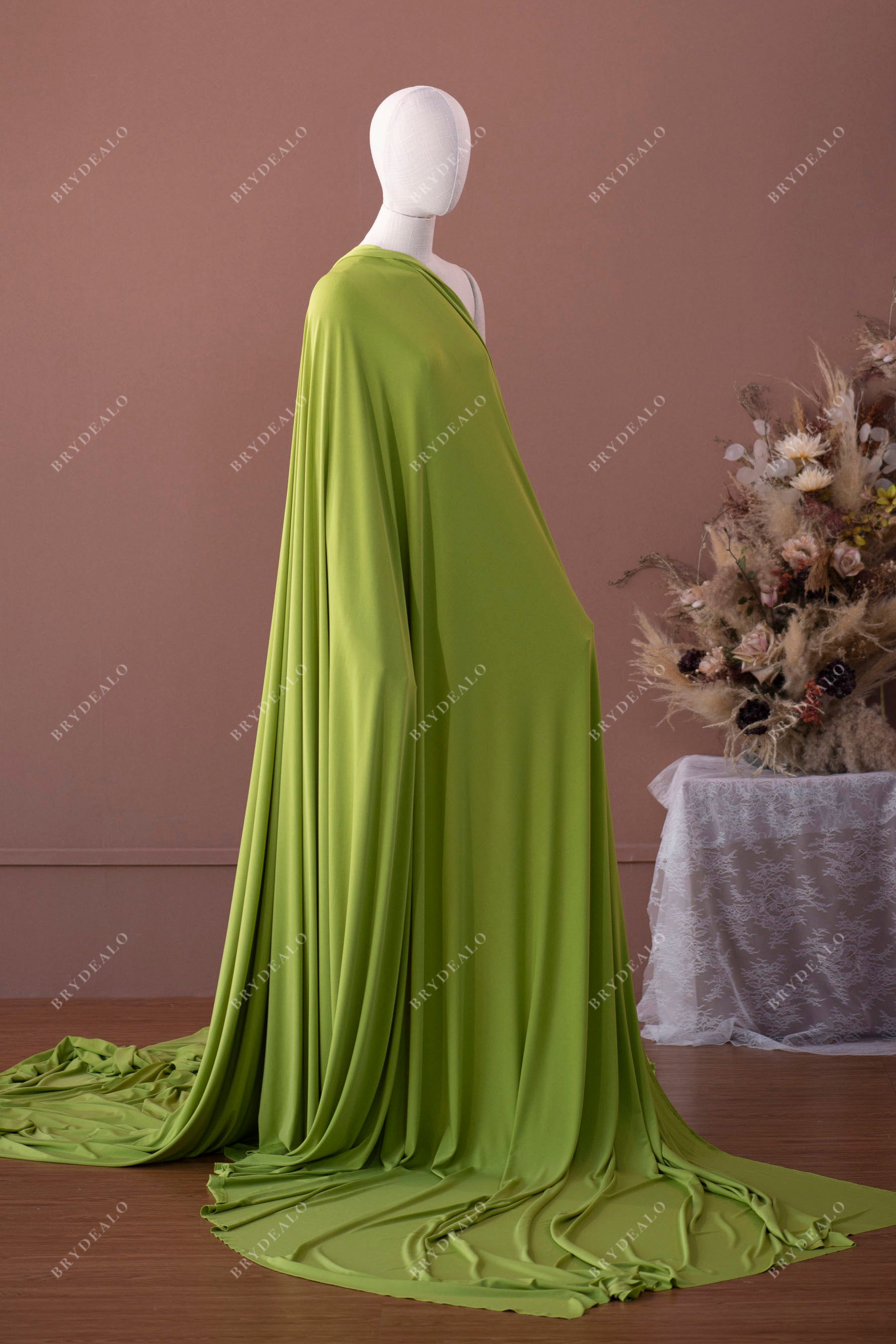 Designer Draping Elastic Moss Green Jersey Fabric Designer Draping Elastic Moss Green Jersey Fabric